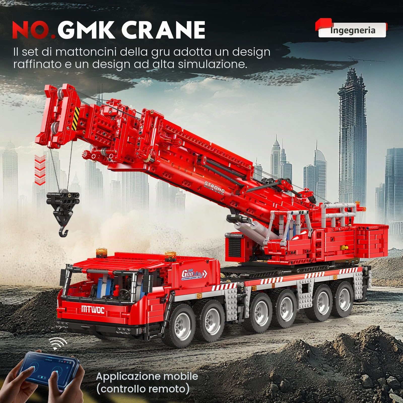 Mould King 17065 GMK Kit di costruzione di gru mobile, 4566+ pezzi modello di camion ingegneria con motori compatibile STEM giocattolo di costruzione per adulti e adolescenti