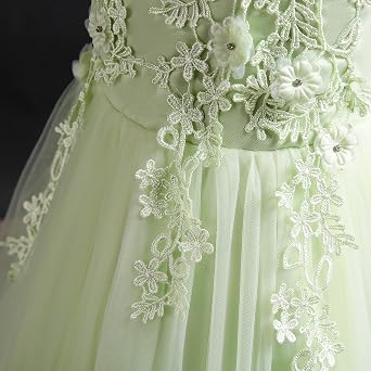 Little Big Girl Flower Tulle Dress Princess Pageant Birthday Party Wedding Formal Floor Long Dance Evening Maxi Gown