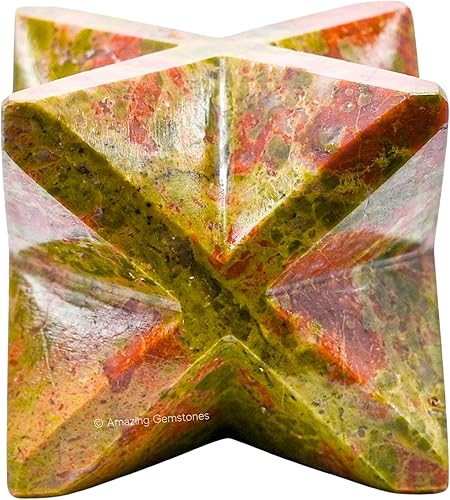 Miniatura 421 de Amazing Gemstone Larvikite Merkaba Crystal – Estrella de Merkaba metafísica de 1 pulgada para meditación – Cristal tetraedro energético y piedras