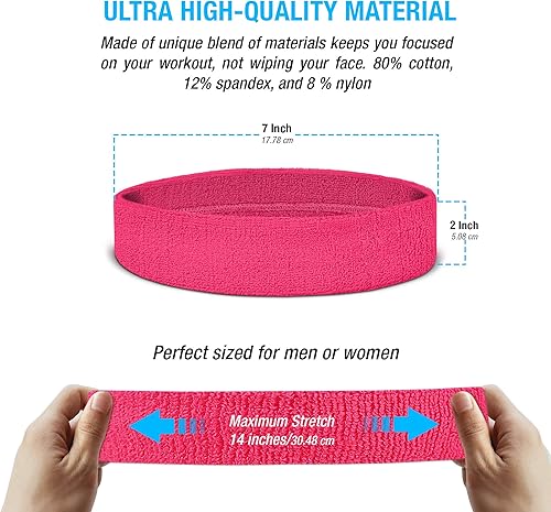 Miniatura 3 de Suddora - Bandas de sudor atléticas para baloncesto, tenis, entrenamiento, gimnasio, juego de diadema y pulseras en tela de toalla para cabeza y