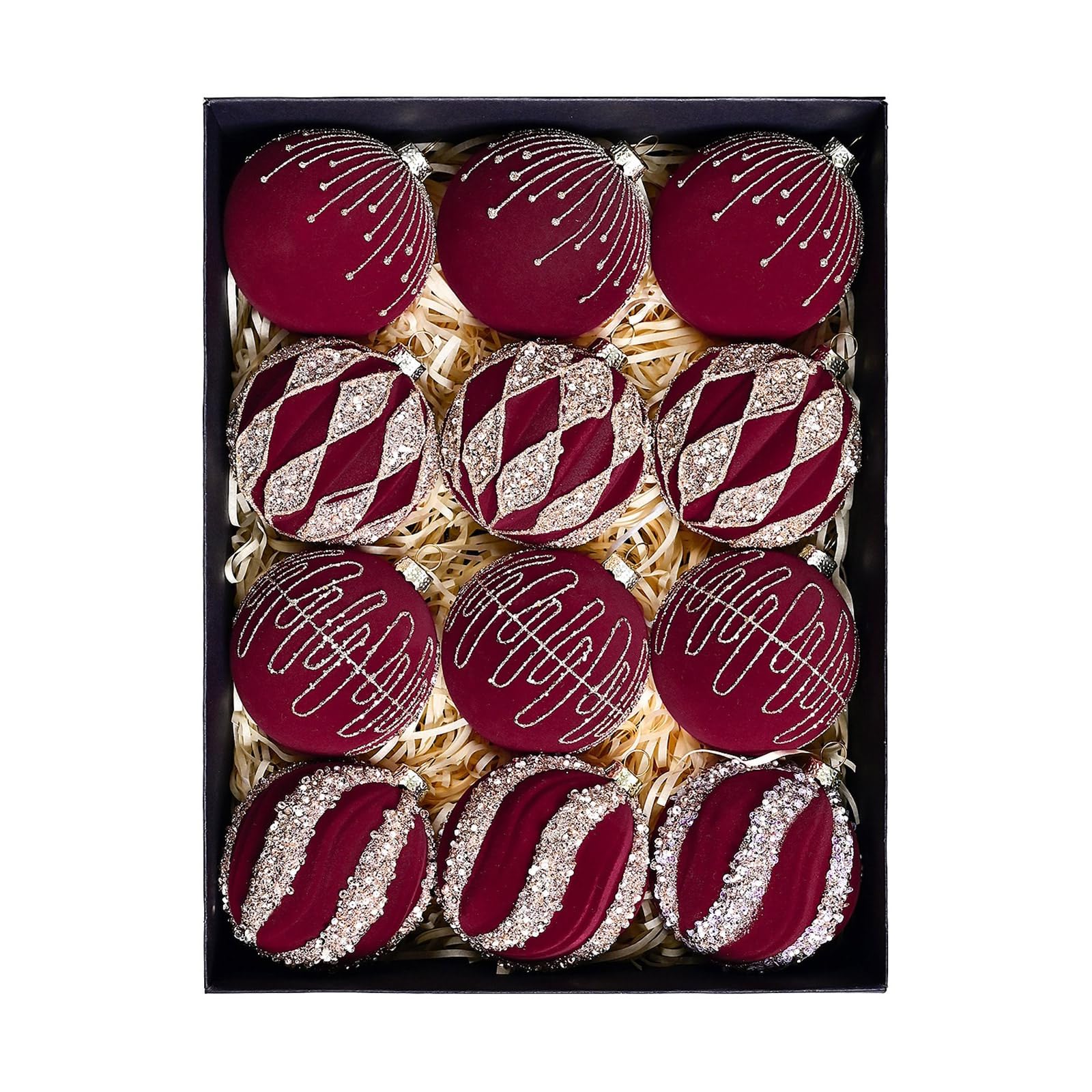 12 decorazioni scintillanti per l ' albero con palline Natale da appendere per decorazioni natalizie per interni esterni