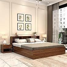 Wooden Street Barriss Bed | Premium Engineered Wood Queen Size Bed With Box Storage, (85 L x 62 W x 32 H Inches) | Strong & Durable Modern Beds - Columbian Walnut Finish With 1-Year Warranty