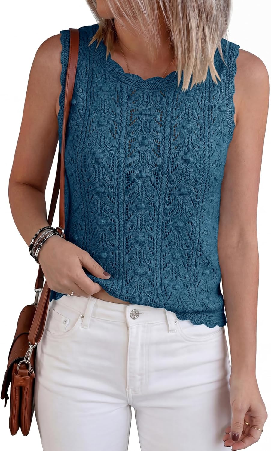 BTFBM Crochet Tops for Women Sleeveless Knit Sweater Vest Tank Top Summer Spring 2026 Cover Ups Beach Vacation Clothes - Image 5