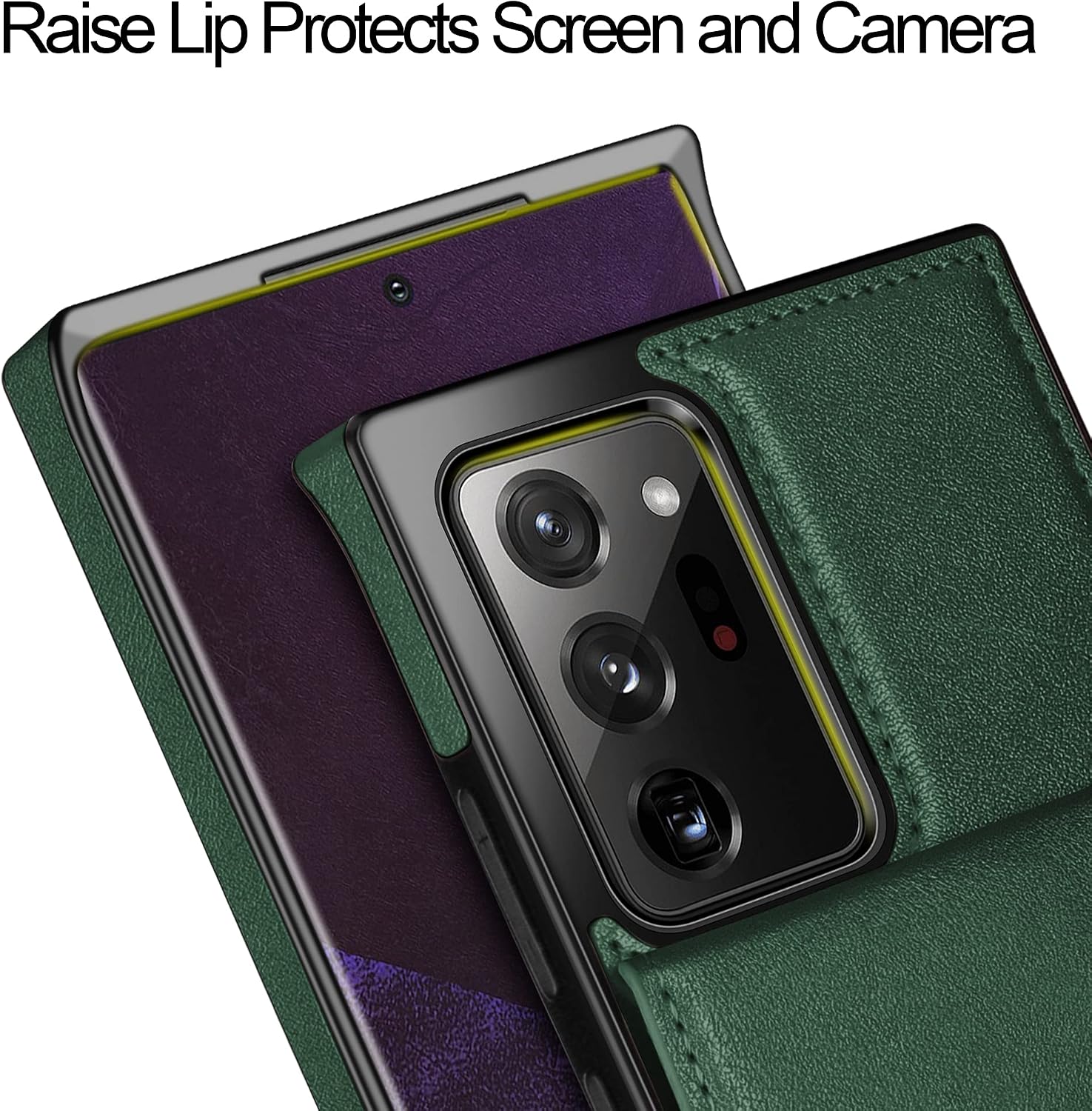 HianDier Compatible with Galaxy Note 20 Ultra Wallet Case 5G 6.9-inch Card Holder Zipper Back Flip with Crossbody Lanyard Kickstand Credit Card Slot Soft PU Leather Square Cover, Green
