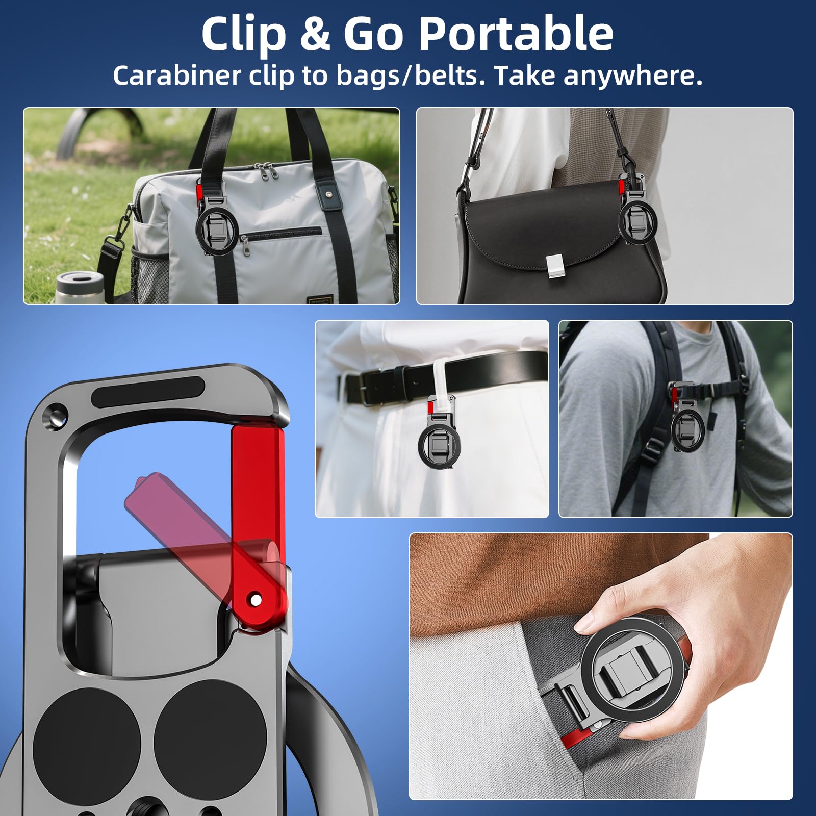 BRDRC Maglock, supporto magnetico per telefono MagSafe, adattatore per treppiede magnetico per golf, palestra, allenamento, supporto in metallo con foro per vite da 1/4, per iPhone 16, 15, 14, 13, 12