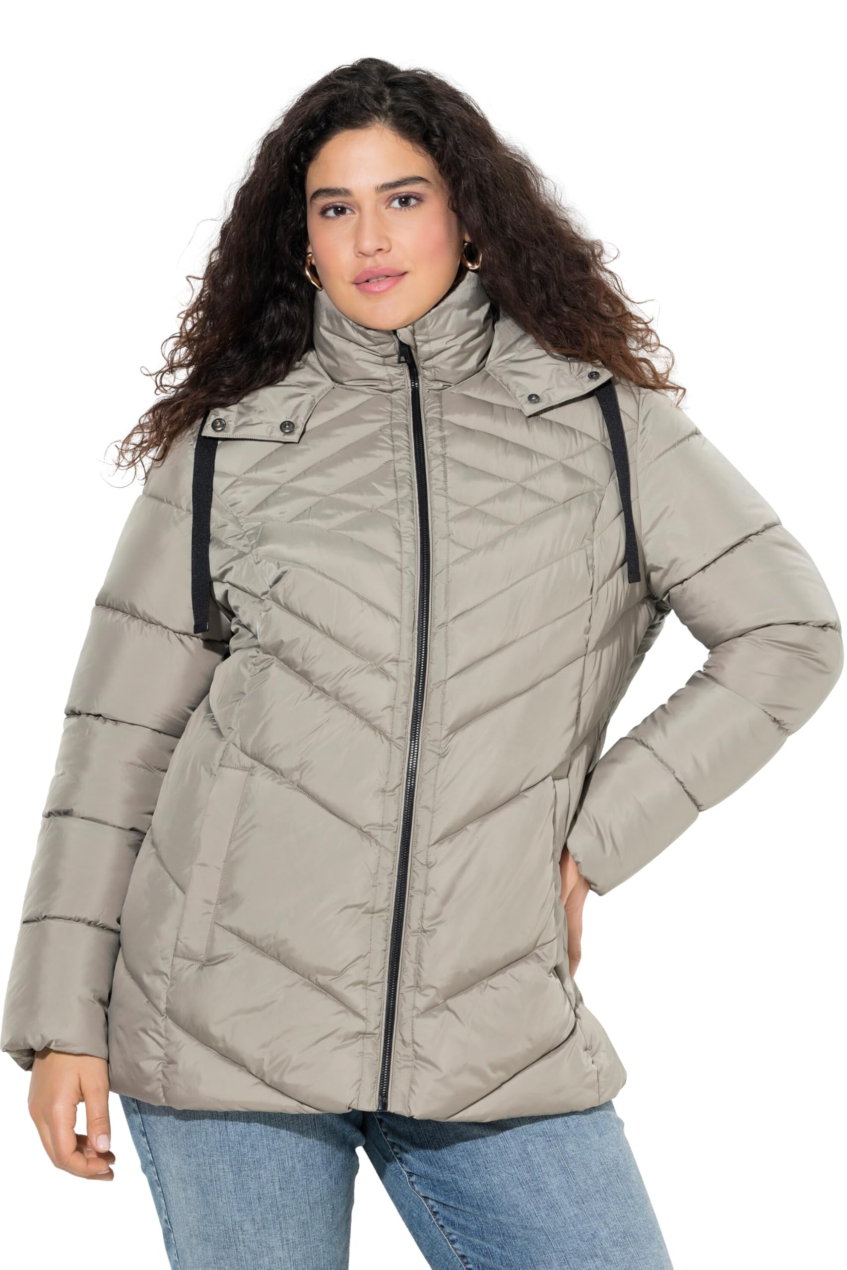 Ulla Popken Damen große Größen Übergrößen Plus Size HYPRAR Steppjacke, wasserabweisend, Kapuze 842021