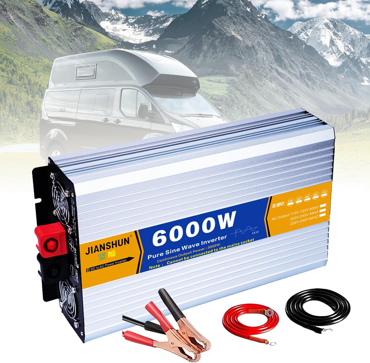 3000W-8000W パワーインバーター 純正弦波 (LCDディスプレイ)、DC(12V/24V/48V/60V/72V) から
