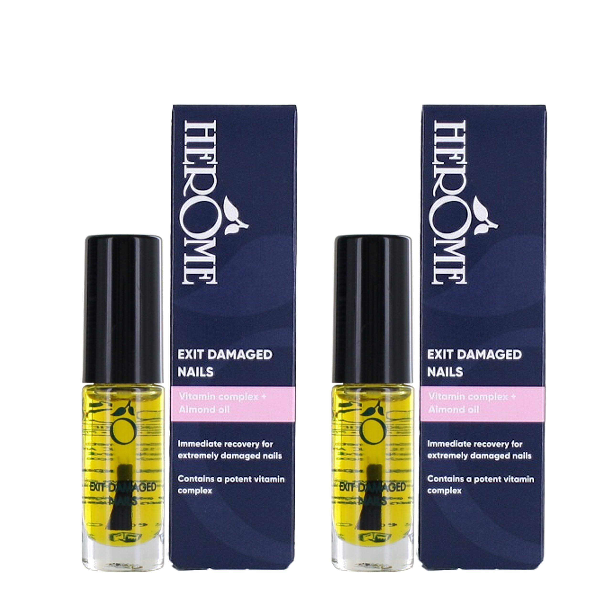Herome 2-Pack Ende Extrem Beschädigte Nägelol Mandelöl - Repair & Protect- Nagelpflege - Repariert nach Kunstnägeln – besonders Gut in Kombination mit Nagelhärter (Exit Damaged Nails) - 2 * 7ml