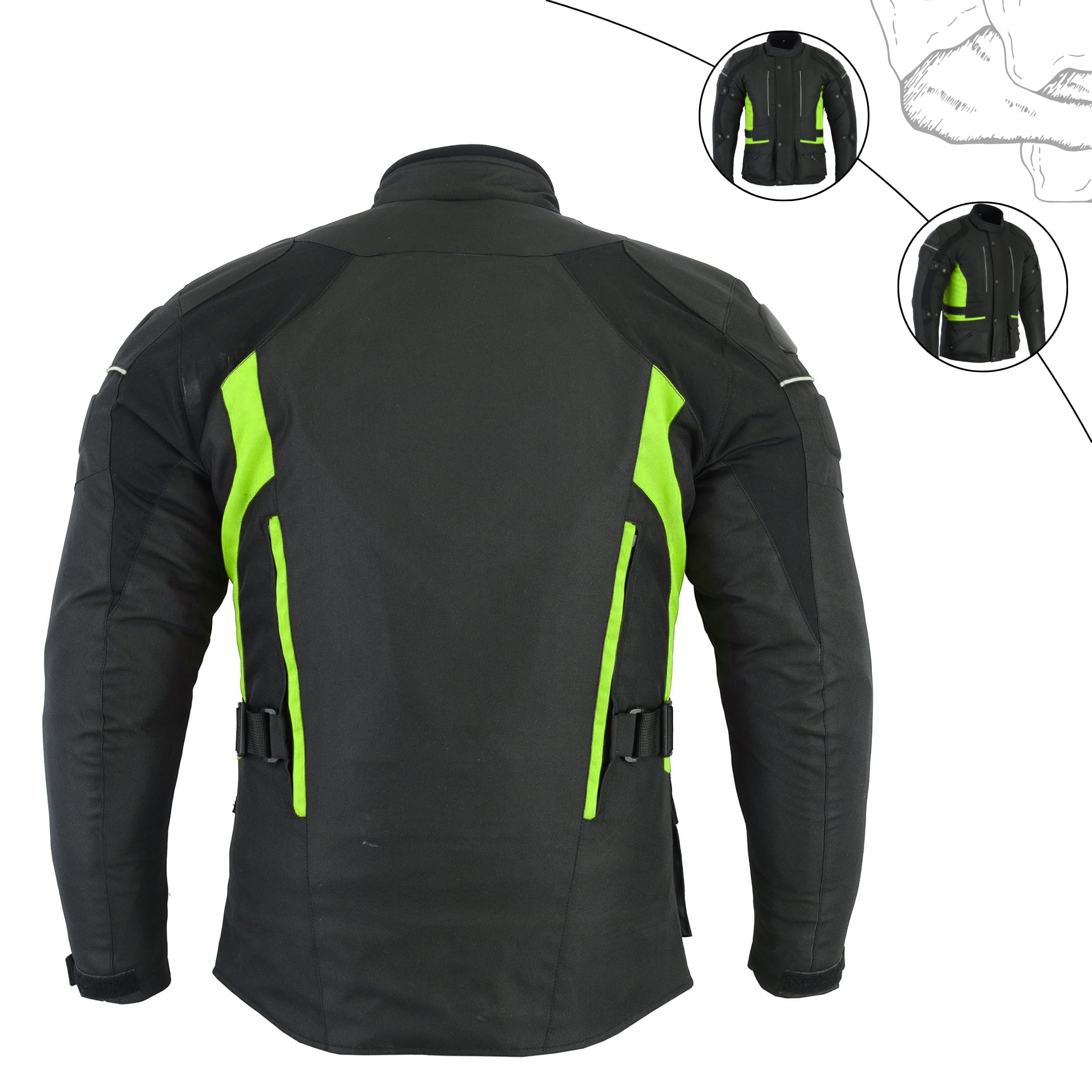 Sterling Sports Mens Black/Grey Black/Red Black/High Viz Textile Motorcycle Motorbike Jacket Waterproof CE Armoured