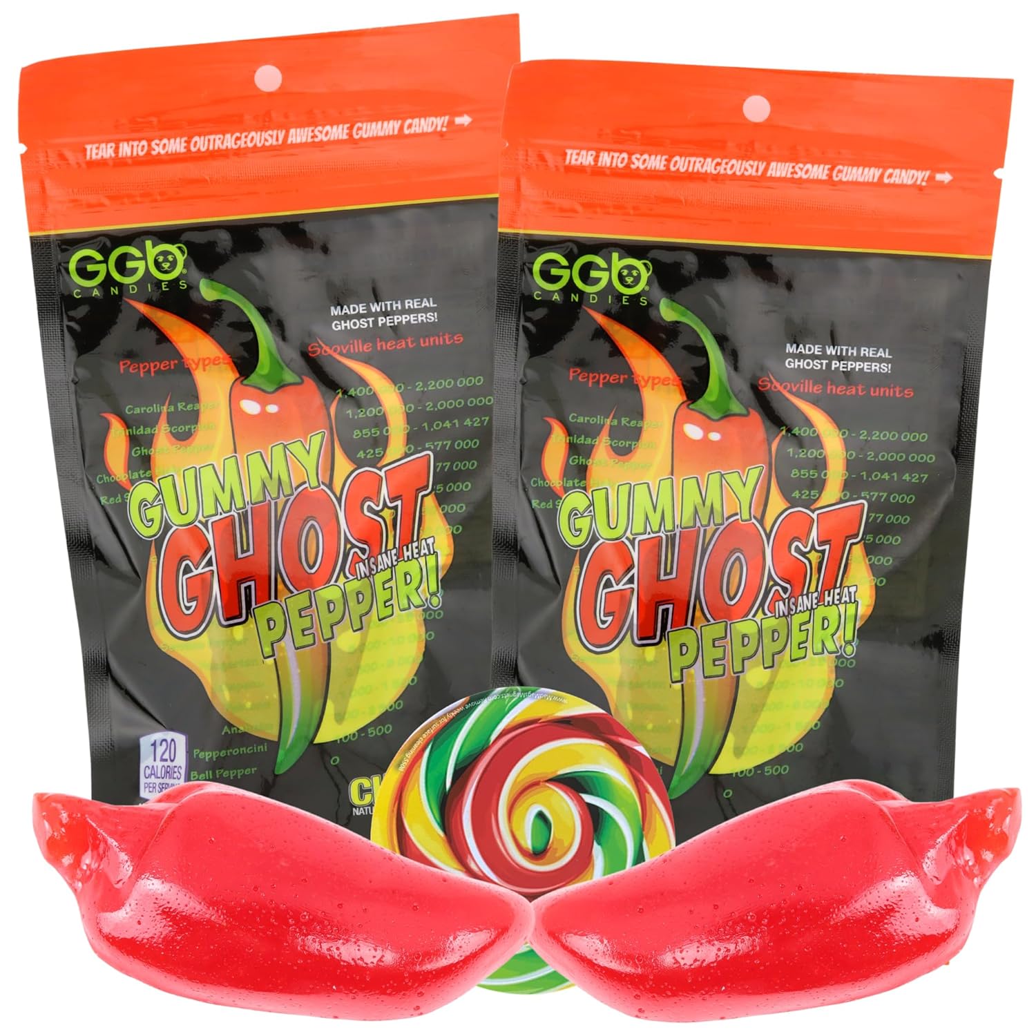 Giant Ghost Pepper Gummy, Hot Cherry Flavored Chewy Candy