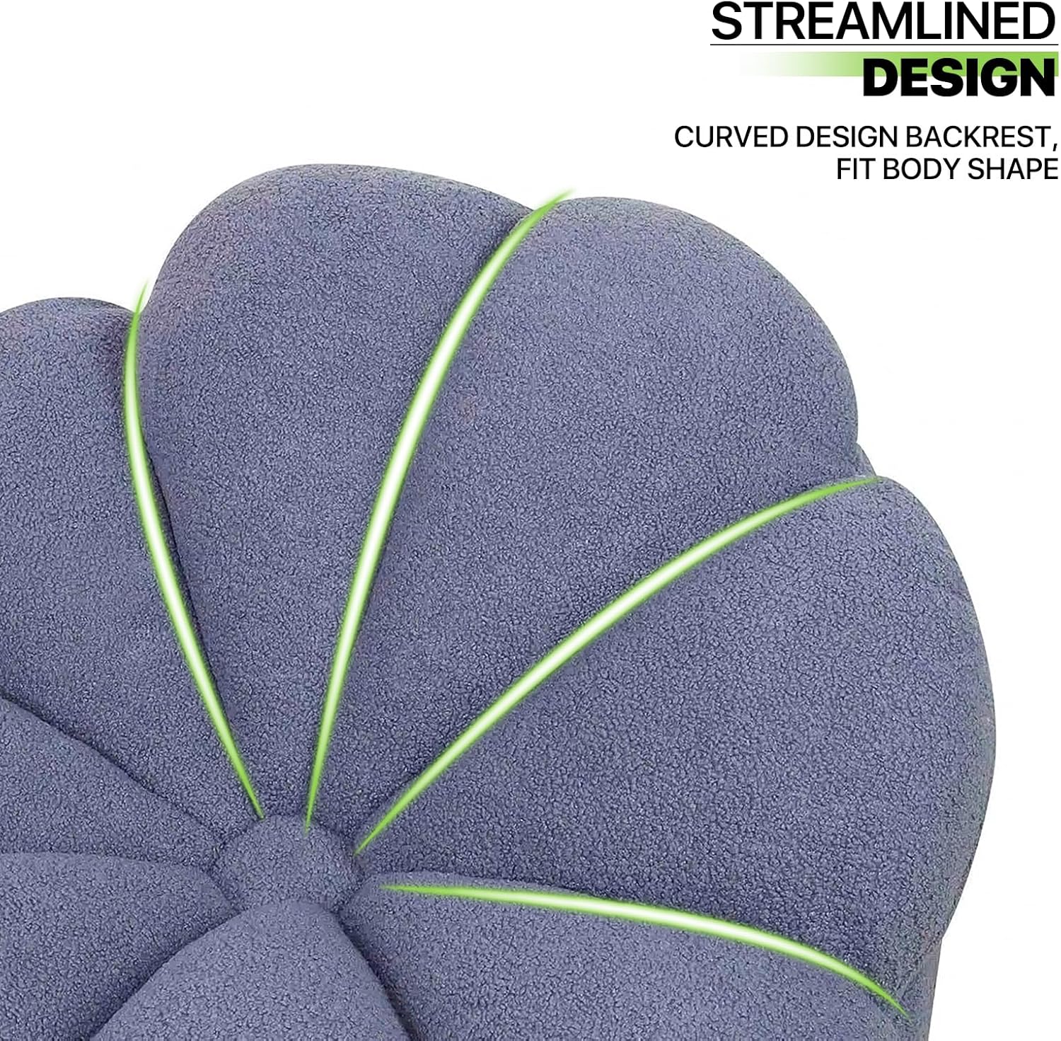 Magshion Soft Mohair Blooming Flower Lounge Chair Upholstered Cushion Padded Lazy Accent Cushion Pad Couch Floor Sofa for Living Room Corner Accent Bedroom Office Round Bean Bag Seat, Blue