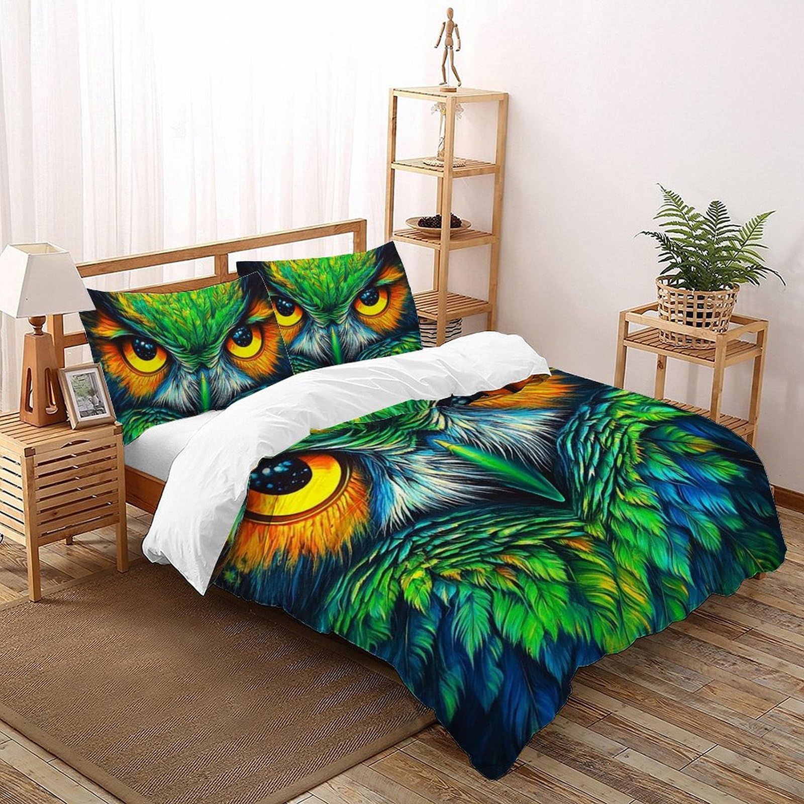 Housse de couette hibou 220x240cm pour une chambre d'enfant magique et animée