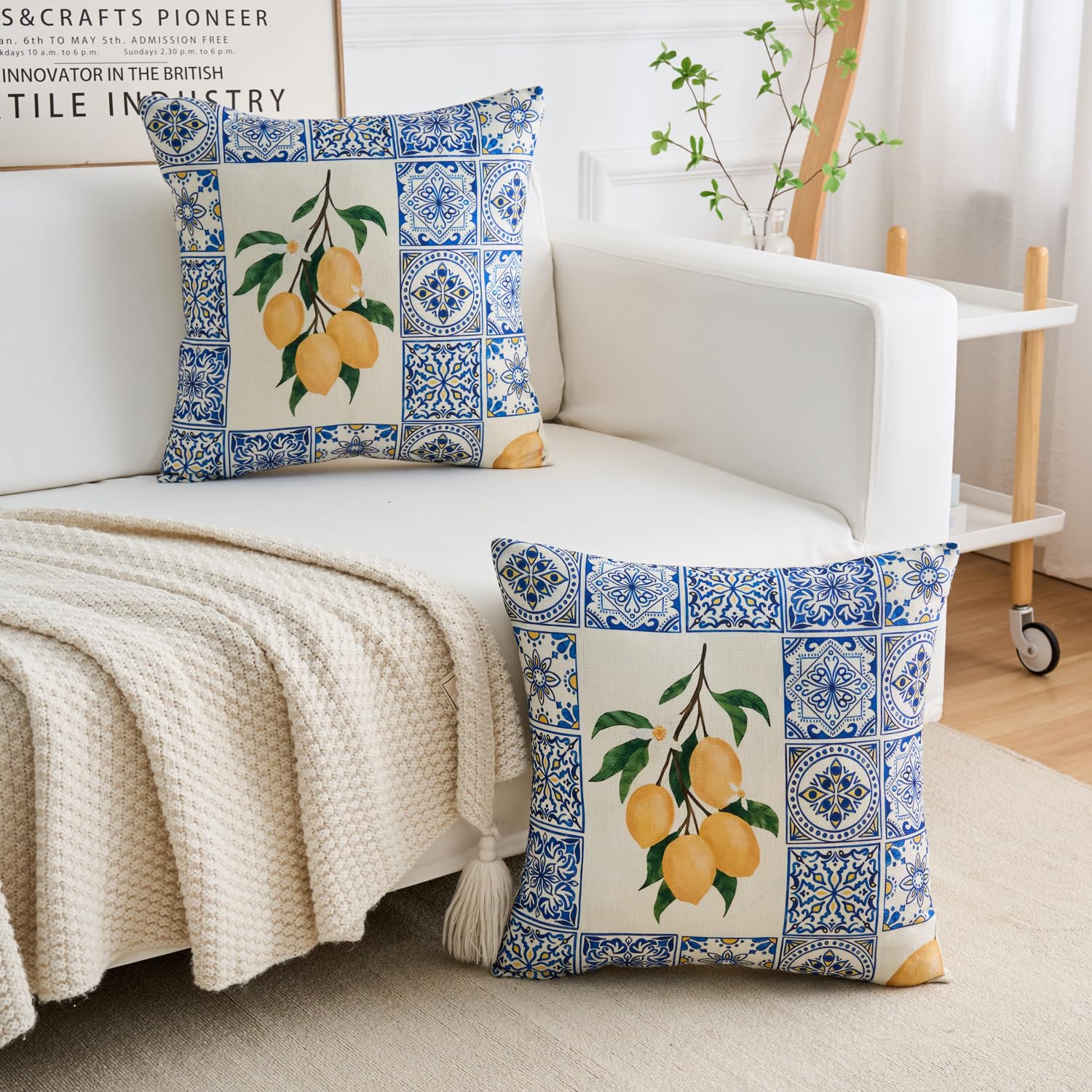 Dokeleen Sofa Cushion Covers 30 x 50 cm Washable Polyester Lemon Bohemian Cushion Covers for Living Room Balcony Garden Patio Set of 2 - Image 3