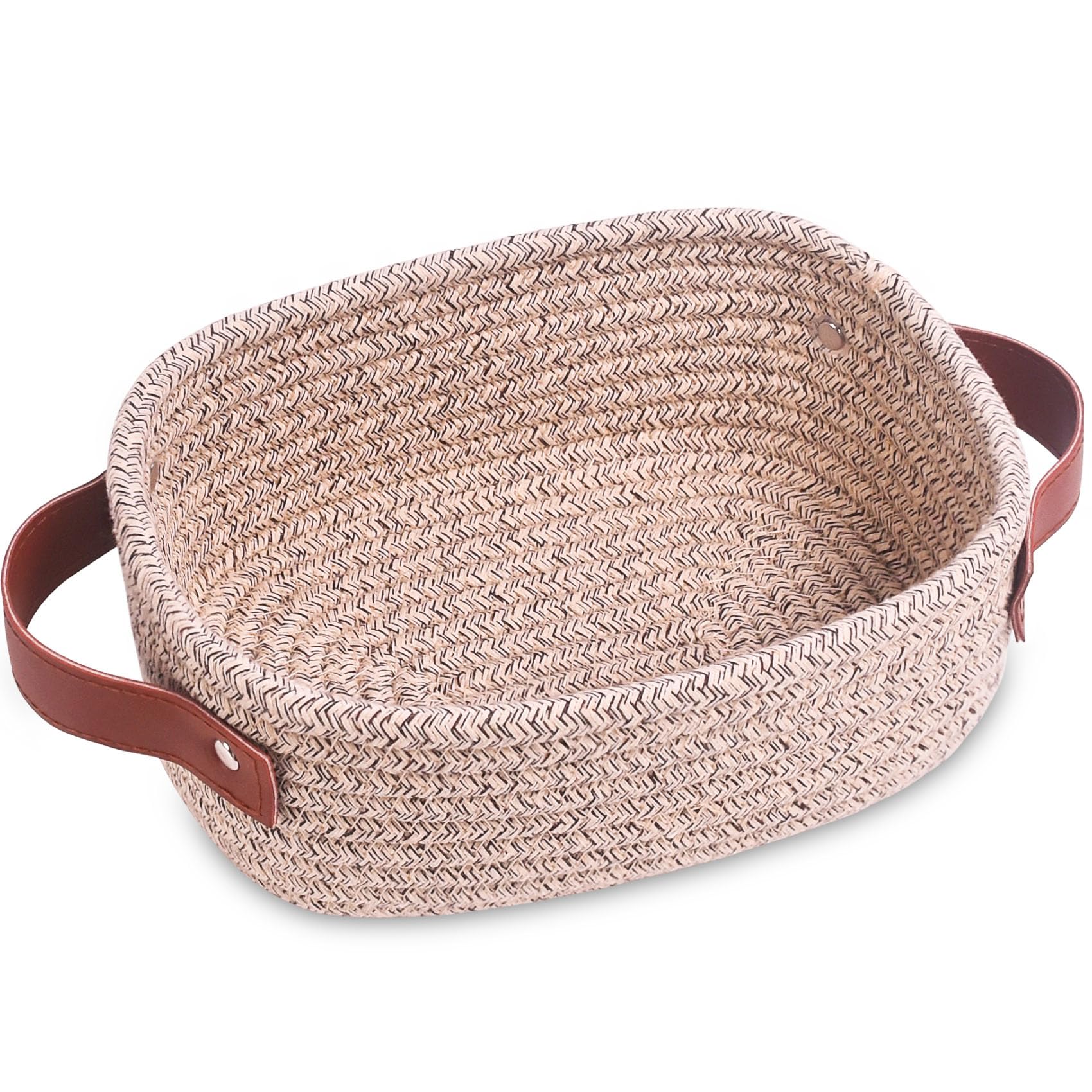 ABenkle Small Storage Basket, Mini Baby Basket, Cute Tiny Cotton Rope Woven Basket, Shelf Basket, Boho Decorative Toy Dog Cat Basket for Nursery, Kids Room, Spa, Empty Gift Basket - XS, Mixed Brown