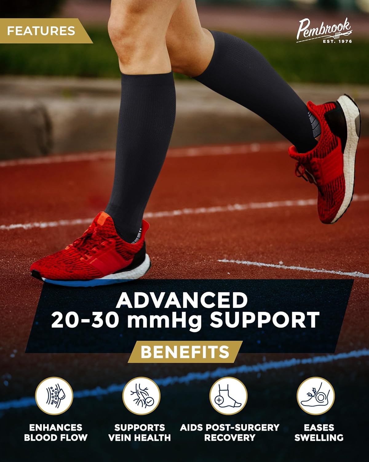 Pembrook 3 Pairs Compression Socks 20-30 mmHg - Compression Socks for Women and Men | Running, Athletic, Travel, Nurses - Image 2