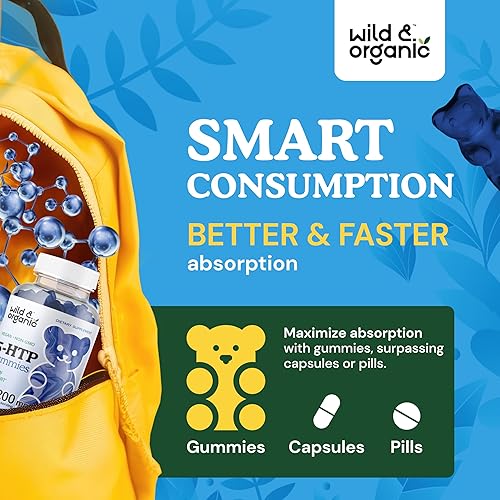 Miniatura 3 de Wild  Organic Gomitas 5-HTP - Fórmula de suplemento 5-HTP para alivio del estrés suplemento de apoyo del sueño y el estado de ánimo melatonina