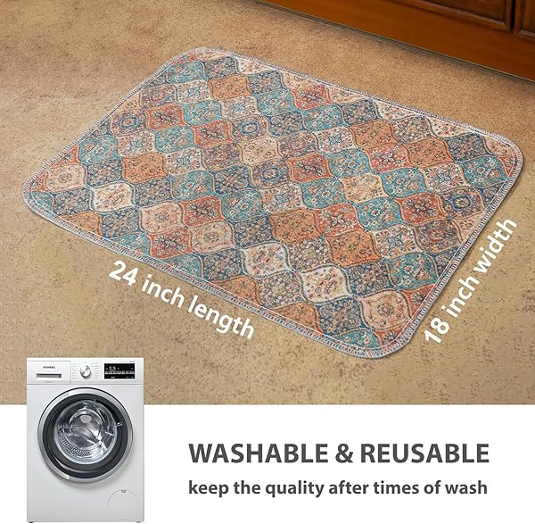 nunubaby Washable Pee Pads for Dogs, Stylish, Non-Slip and Leak-Proof Pee Mat. ultra-absorbent Reusable potty pad for Crates and Floors.(Cream/Multi, 18" x24" ) - 4