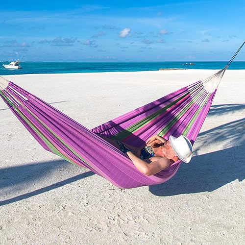 Miniatura 8 de LA SIESTA Flora Blossom - Hamaca clásica familiar de algodón orgánico, tamaño King