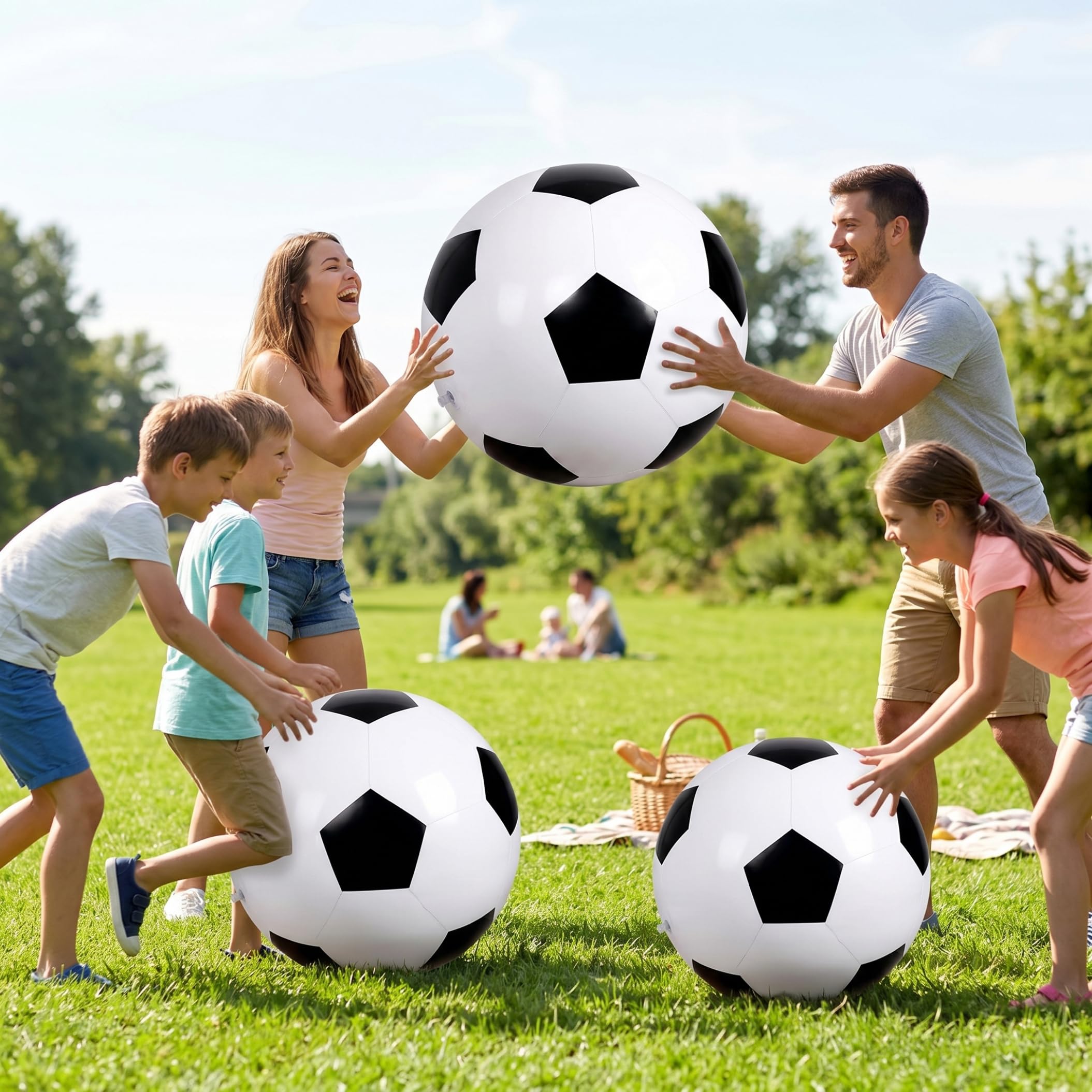 Balón de fútbol Inflable Gigante de 2 uds., balón de Playa de fútbol Inflable de PVC para diversión al Aire Libre, 39, 37 Pulgadas