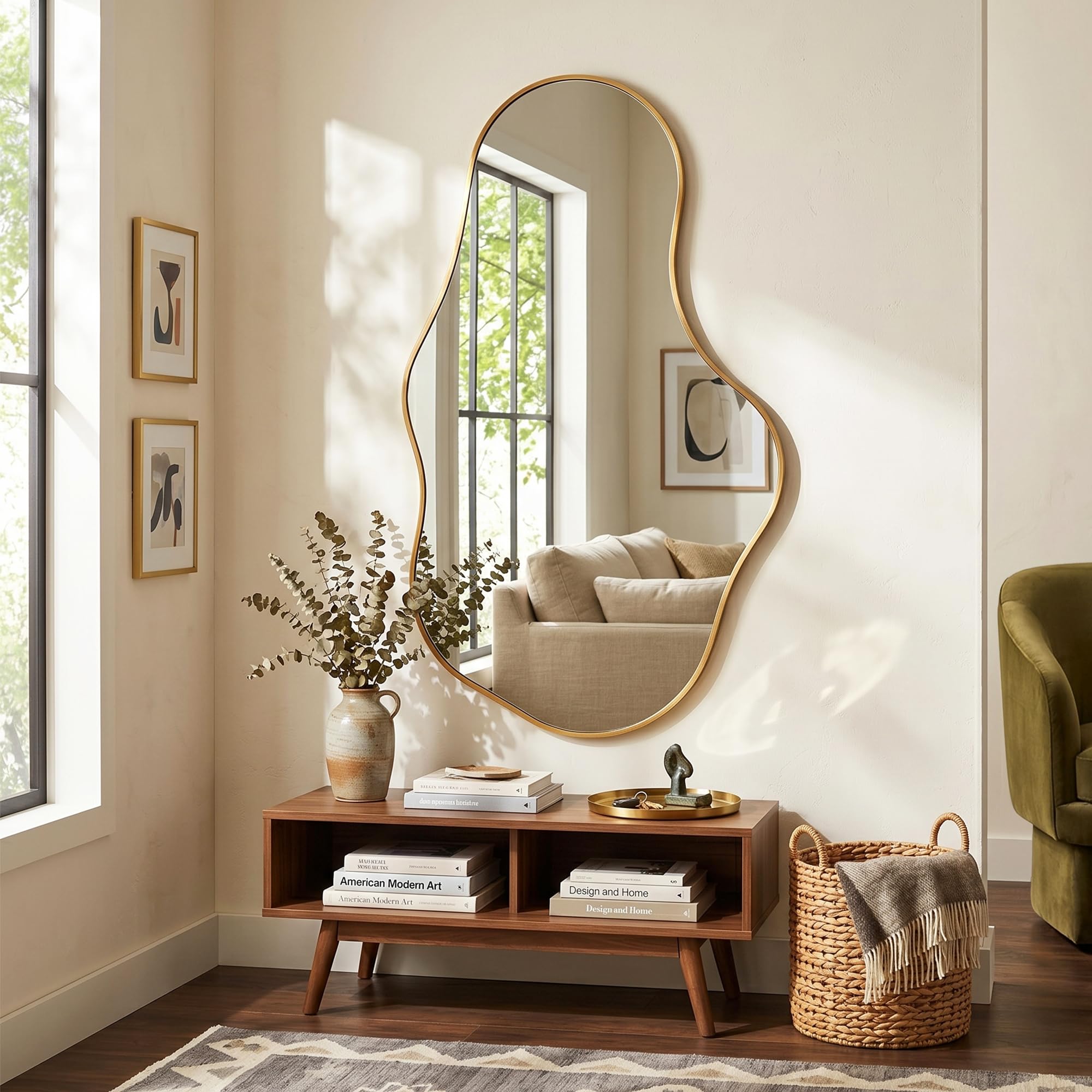 Specchio Da Parete Ondulato Irregolare, Specchio Astratto con Cornice In Lega Di Alluminio Qualità Aeronautica per Bagno, Camera Da Letto & Ingresso