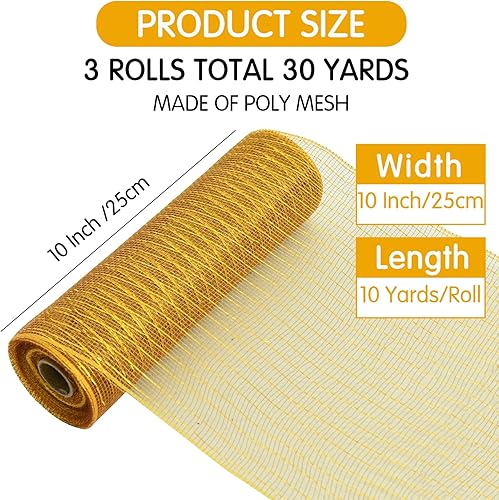 Miniatura 9 de TONIFUL 2 rollos de cinta de malla decorativa azul real de 10 pulgadas, malla de tela con papel de aluminio para suministros de corona de malla,