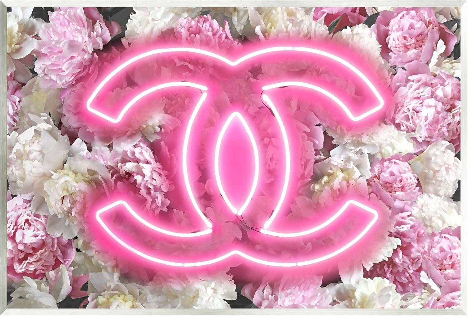 Stupell Industries Pink Neon Glam Flowers Wall Plaque Art by Madeline Blake