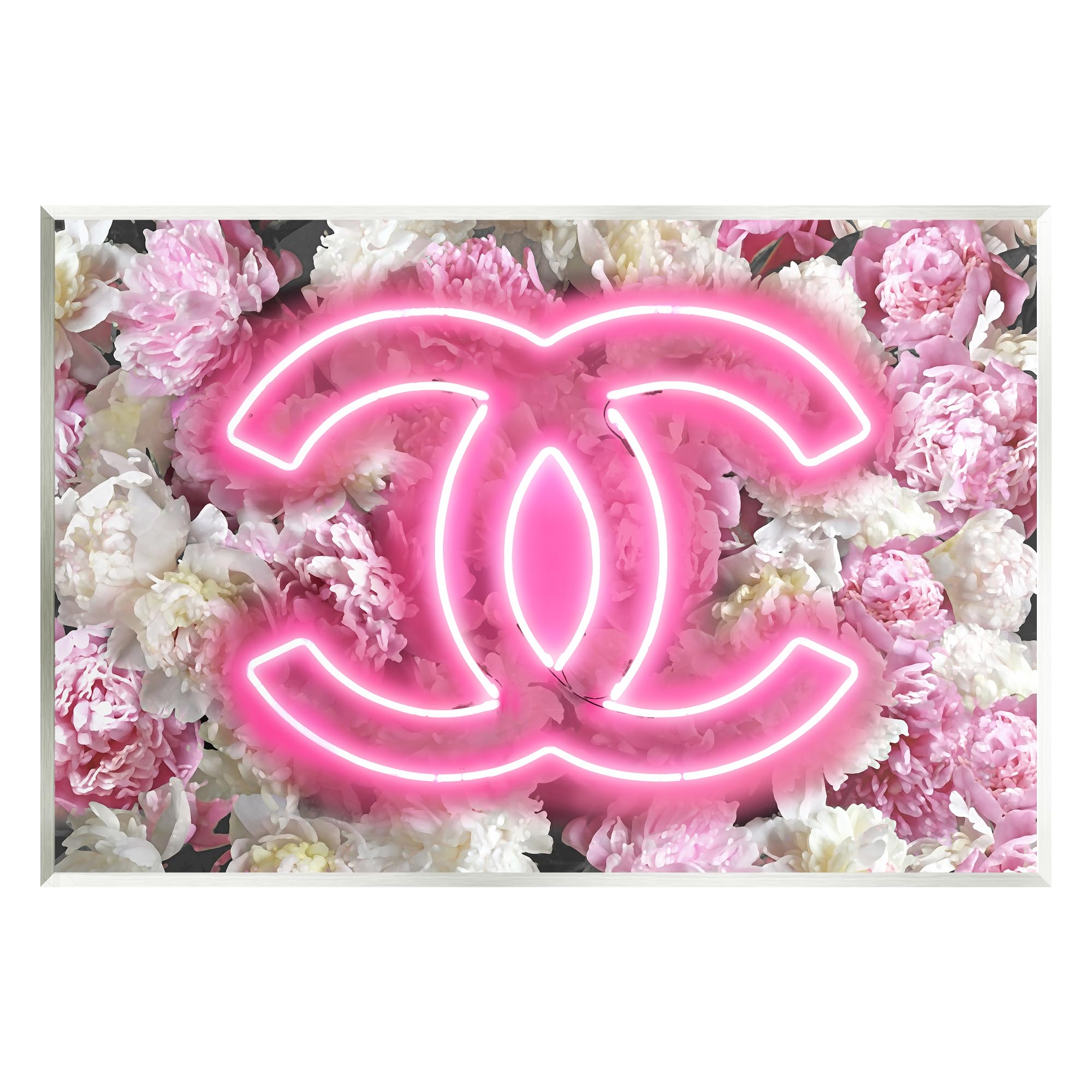 Stupell Industries Wall Plaque Pink Neon Glam Flowers Art By Madeline Blake