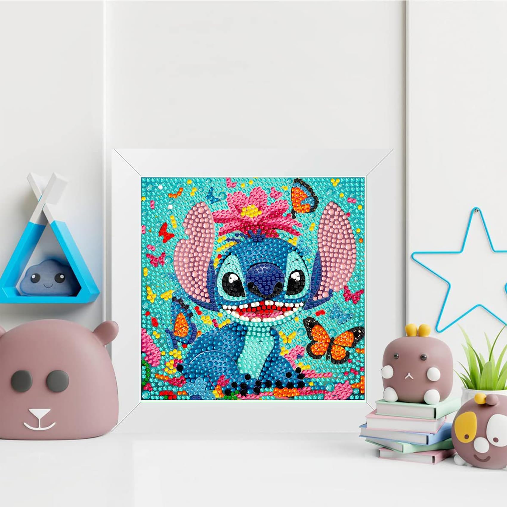Kit Peinture Diamant Stitch Pour Enfants - DIY Avec Cadre Photo - Loisir Créatif Pour Décoration Murale - Motif Papillon