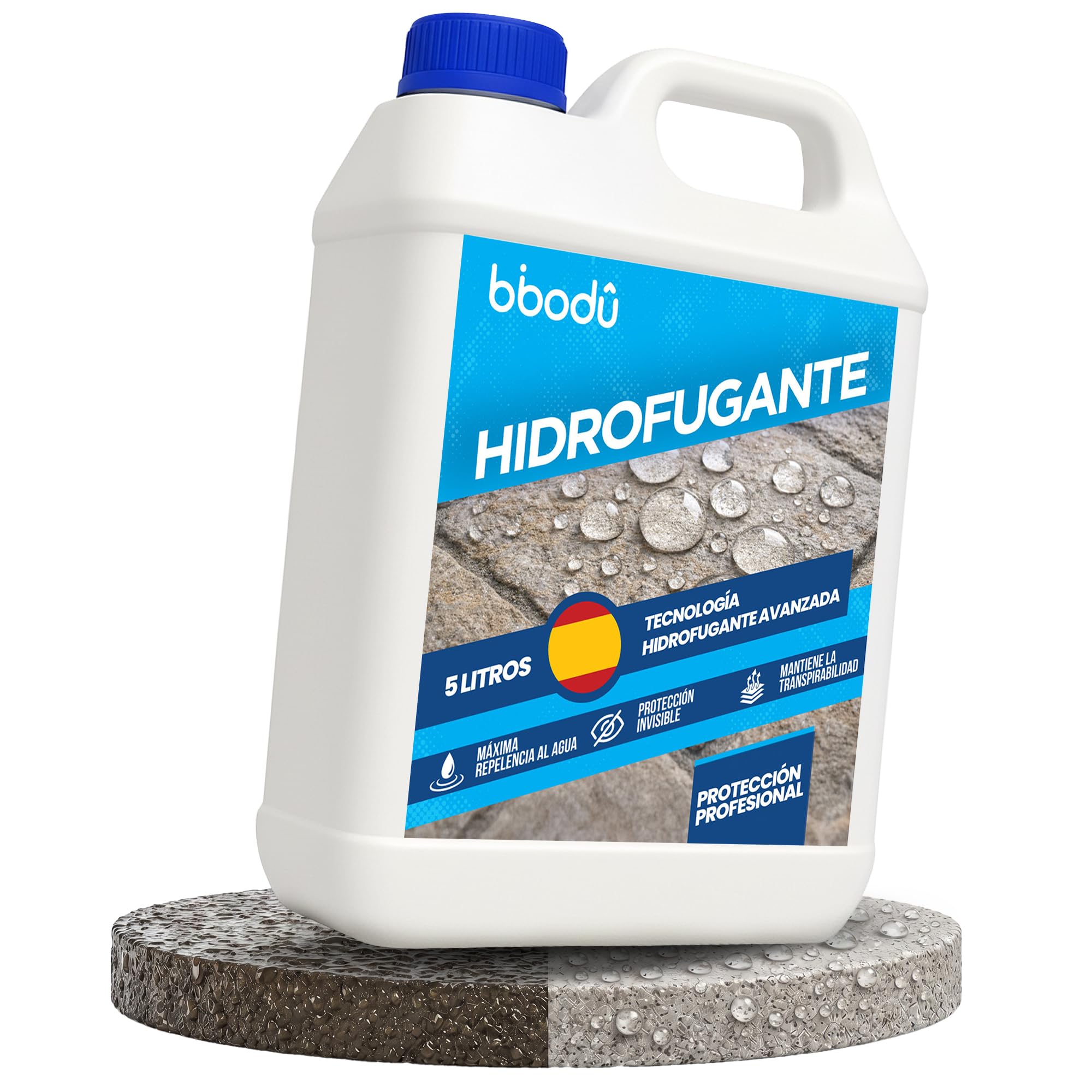 Hidrofugante Impermeabilizante 5L para 30-50 m2 | Hidrofugante Invisible para Fachadas, Terrazas, Piedra y Hormigón | Previene las manchas verdes, suciedad y humedad