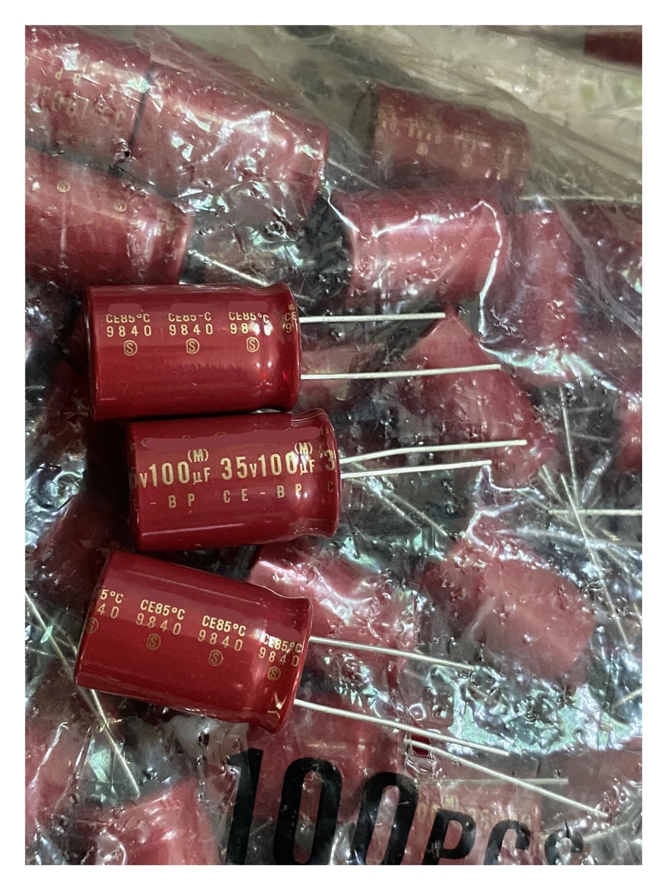 ICXLPMC 4pcs/lot red robe BP 100uF/35V electrodeless electrolytic capacitor