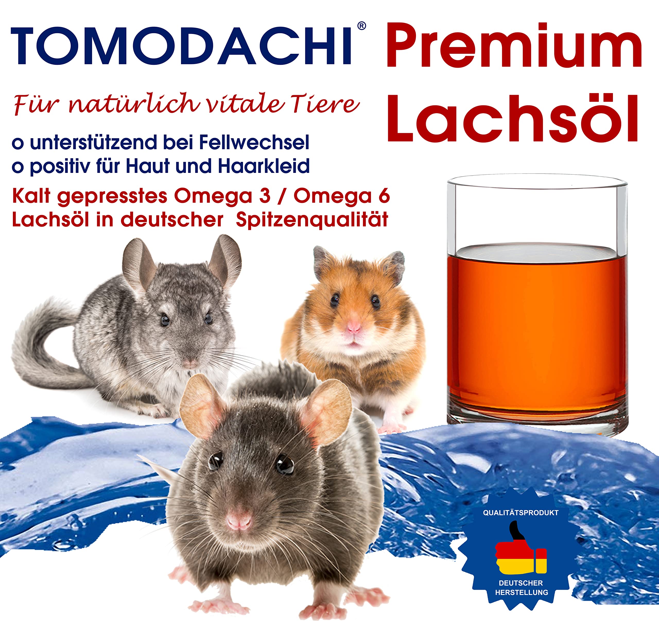 Lachsöl Haustiere Omega-3 Öl Nager Kaninchen deutsches Naturprodukt Immunkraft gut für Haut Fell Lachs Fischöl kaltgepresst Ratte Maus 20L (4X 5L)