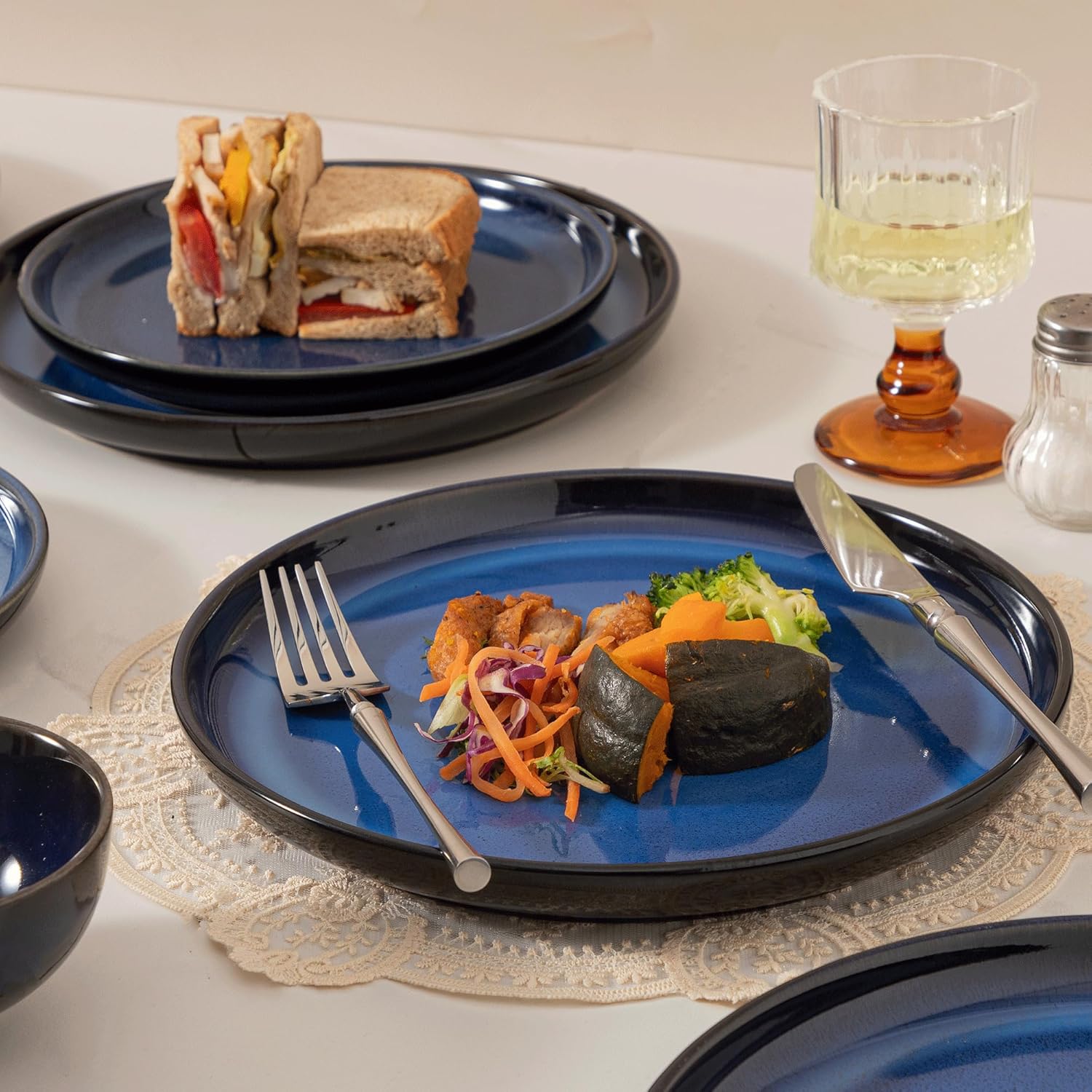 Dinnerware sets plates and bowls sets modern plates,Ceramic Dinnerware Sets,12 Pieces Porcelain Lightweight Plates,Scratch Resistant Dish Set (style - 8, 4 - Set (12pcs))