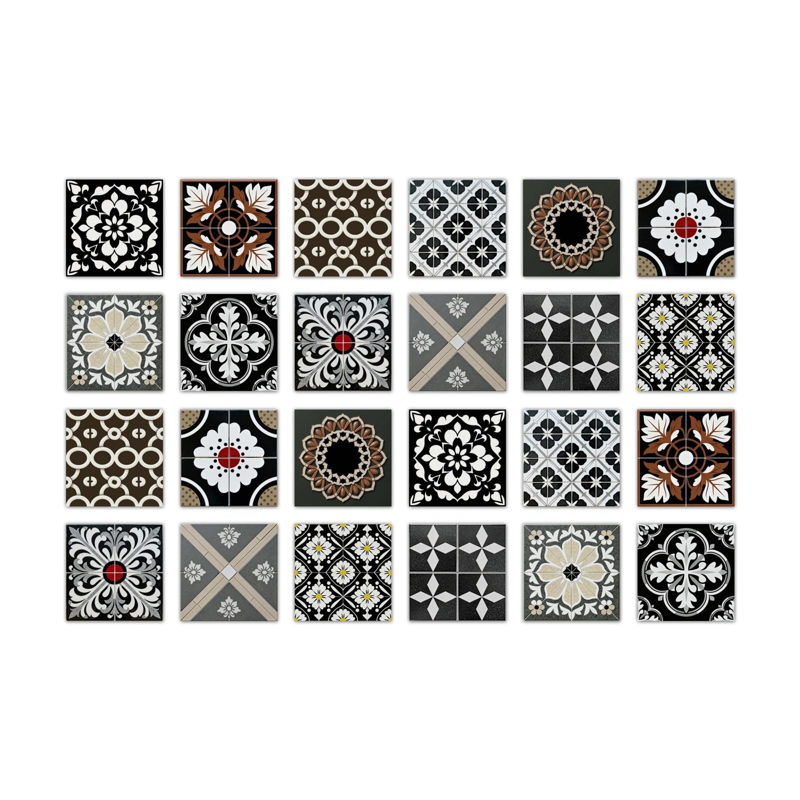 24PCS Tile Stickers, Kitchen Bathroom Wall Decoration