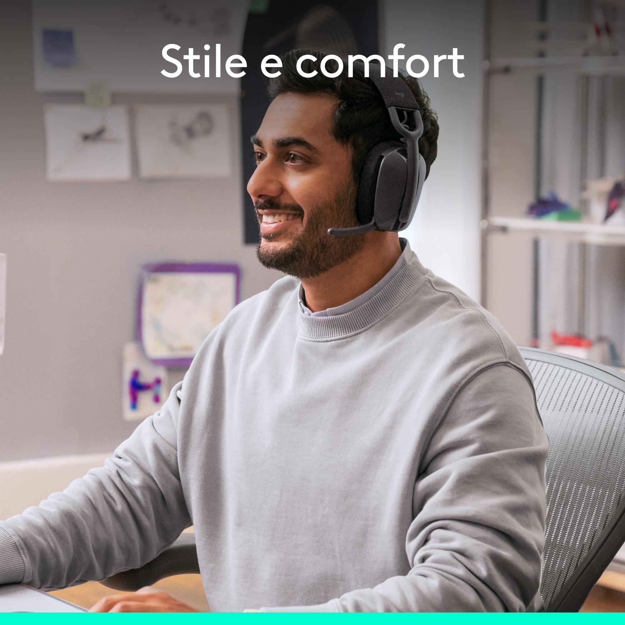 Logitech Zone Vibe Wireless, cuffie Bluetooth con microfono e cancellazione del rumore, USB-A, USB-C per Google Meet, Google Voice, Zoom, Mac/PC - Grafite