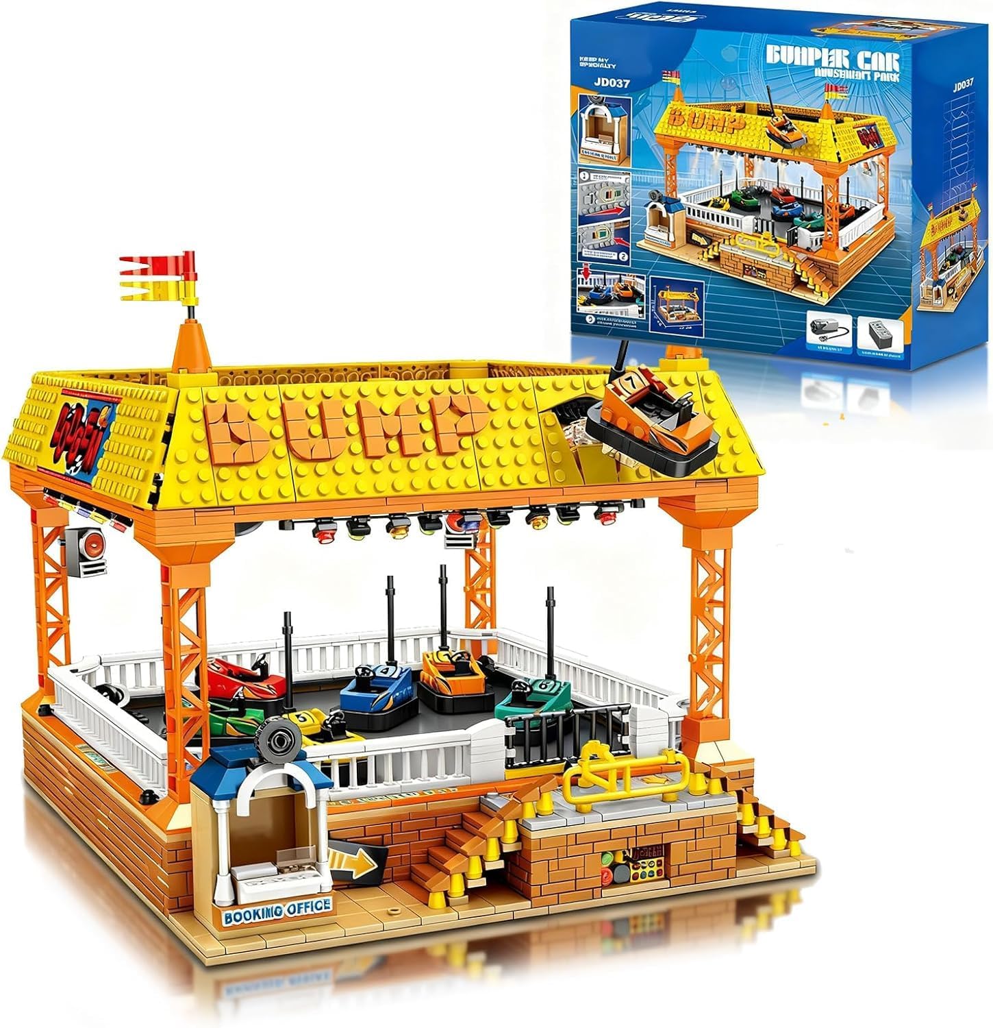 Sosuy Bumper-Cars Building Set, Toys for Boys Electric Control Race Car, City Amusement Park Construction, Birthday for Adult Teen Girl Kid Age 8+, Architecture Theme Display 1840pcs