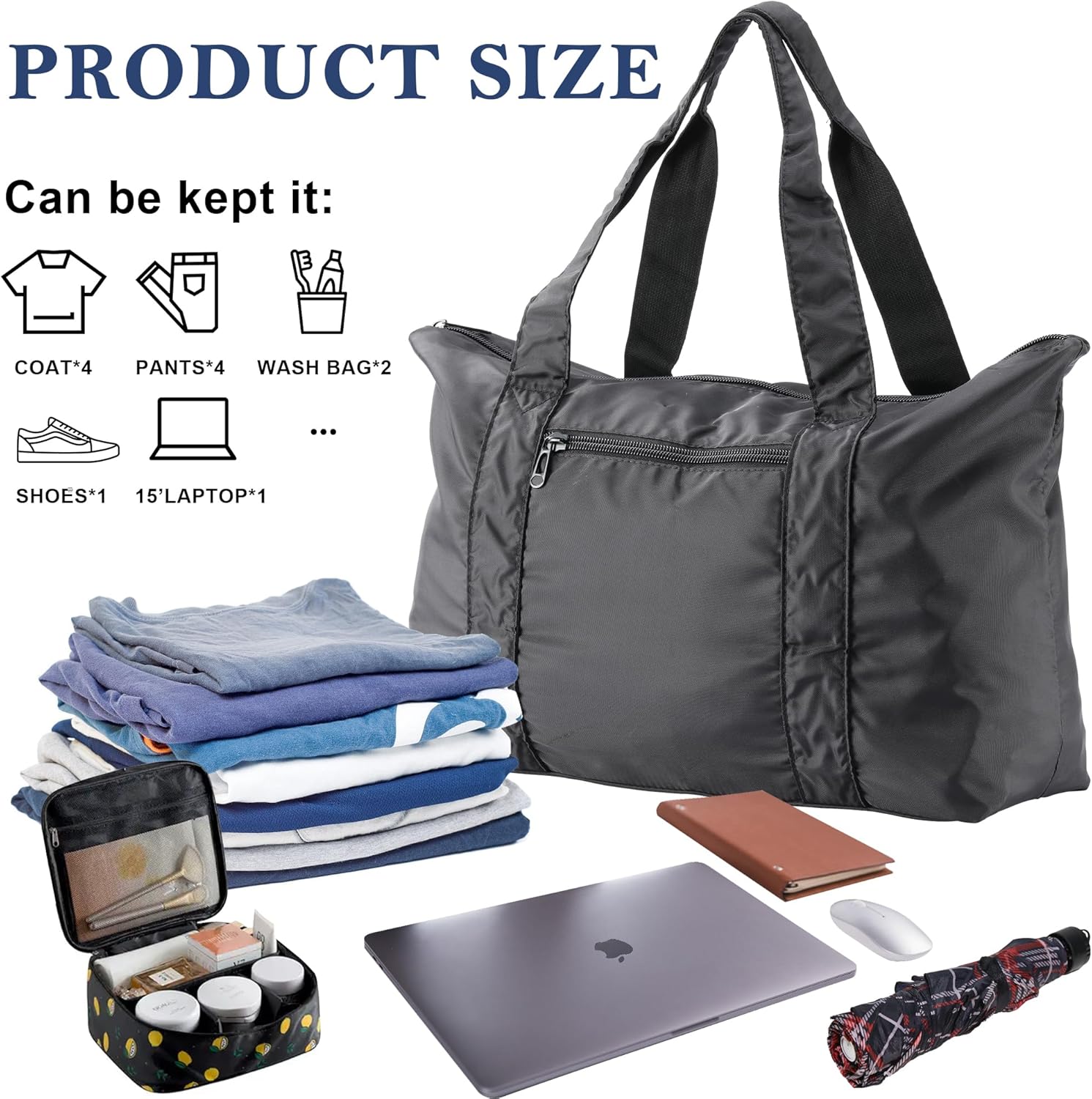 Leberna Travel Duffle Bags Packable Luggage Bag Lightweight Tote Bag - Image 5