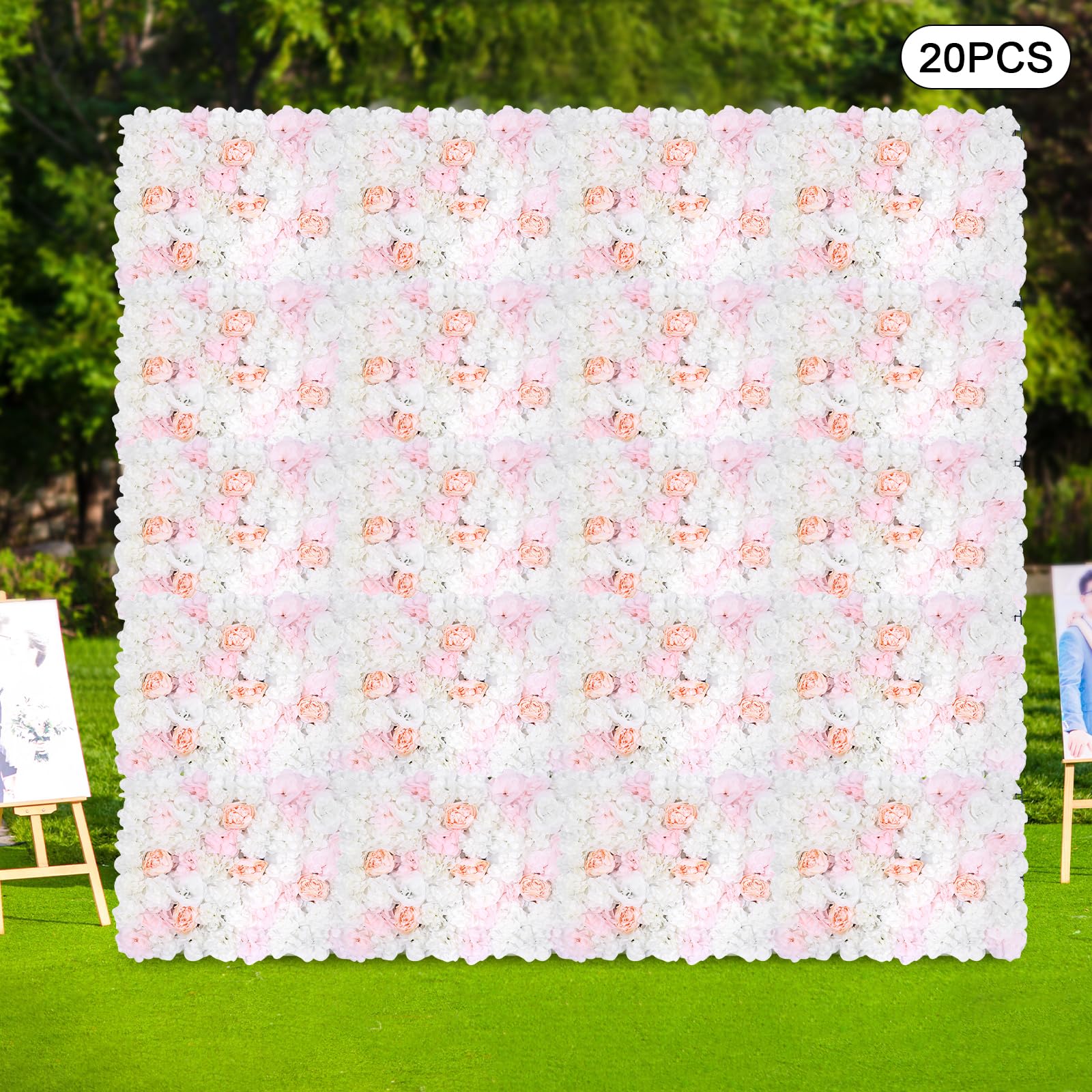 Rosenwand Künstliche Blumenwand DIY Hochzeit Straße Hintergrund Seidenblume für Hochzeitsortdekor Babyparty Partei 20 Stück 40 x 60CM