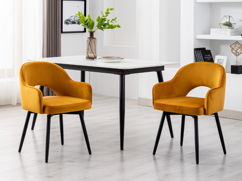 Sedie Ufficio Set Di Sedie Da Pranzo In Velluto Giallo Ocra