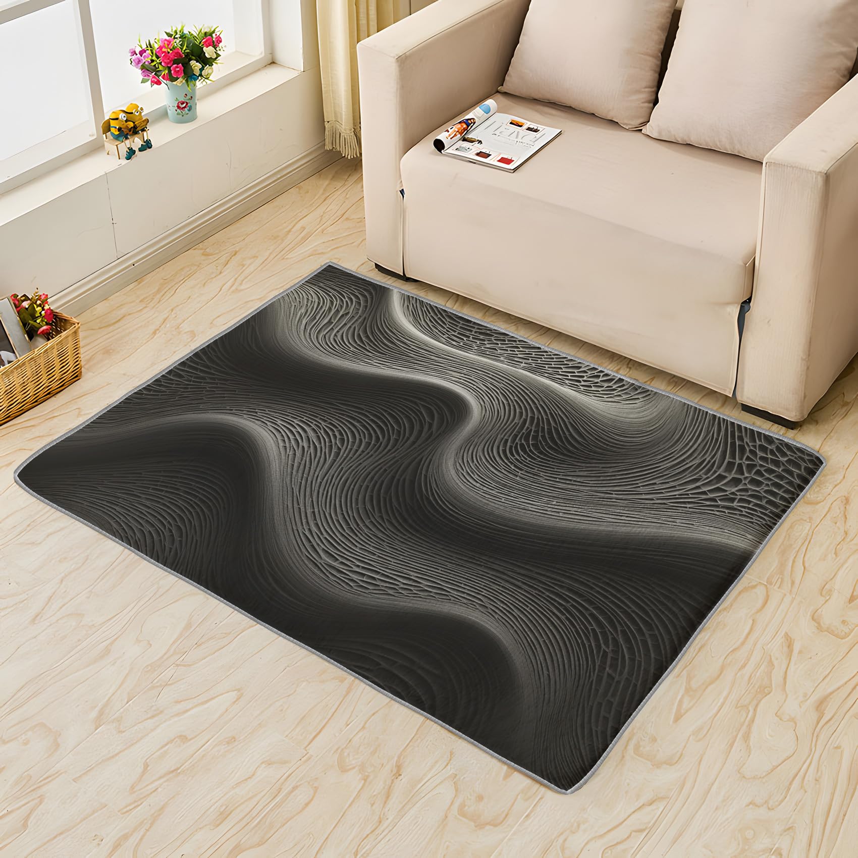Amazon.com: Black Abstract Rug 2x3 Area Rugs, Modern Textured Rugs