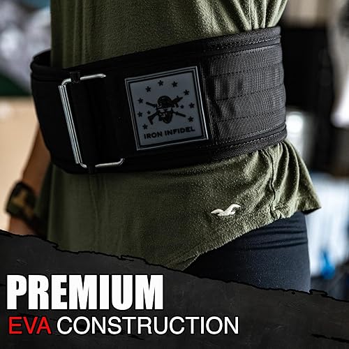 Miniatura 7 de Iron Infidel Cinturón de levantamiento de pesas de EVA, cinturón de gimnasio autobloqueante de 4 pulgadas de ancho para hombres y mujeres, soporte