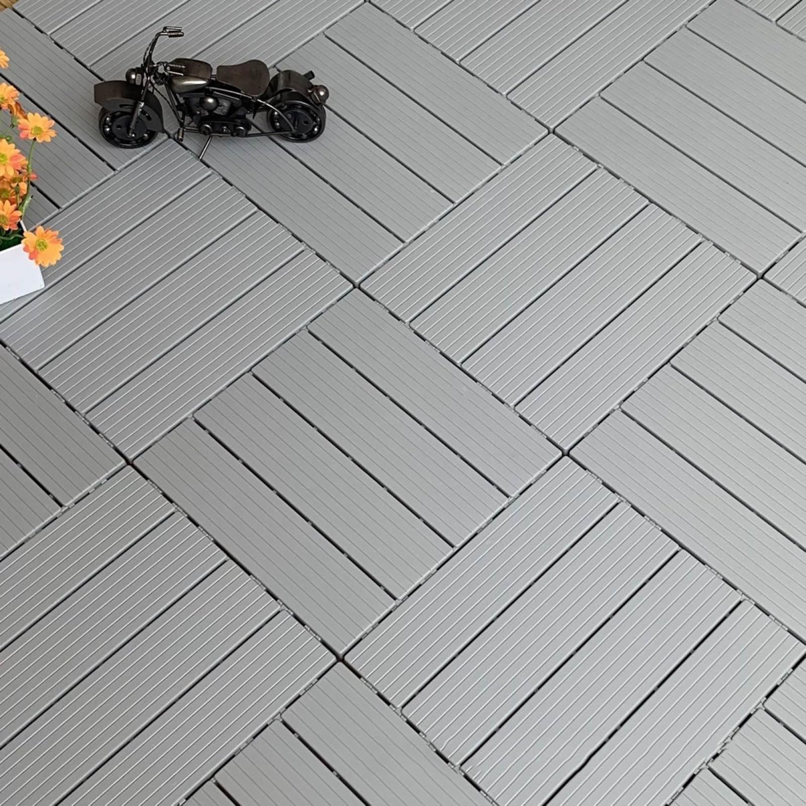 Piastrelle per pavimenti ad incastro 30,5 x 30,5 cm, per esterni e patio, impermeabili, per veranda a bordo piscina, vialetto e vialetto, confezione da 20
