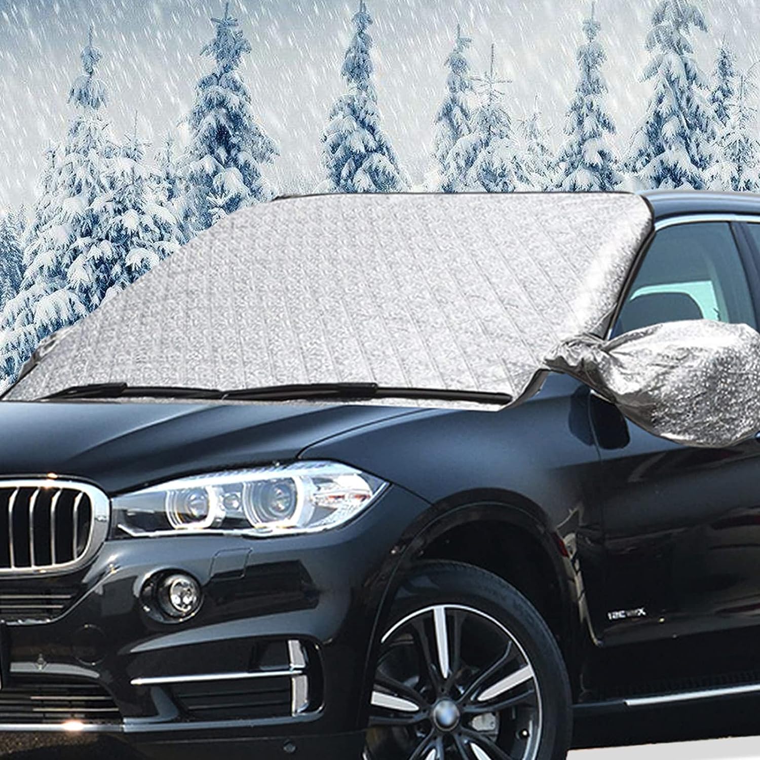 Big Hippo Windshield Cover For Ice And Snow Windshield Snow Cover With Side Mirror Cover Fits - View #2