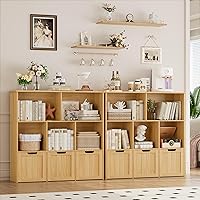Vista 4 de FOTOSOK Toy Storage Organizer with 3 Movable Drawers, Floor Storage Cabinet Toy Chest with Hidden Wheels and 5 Storage Cubbies, Multifunctional