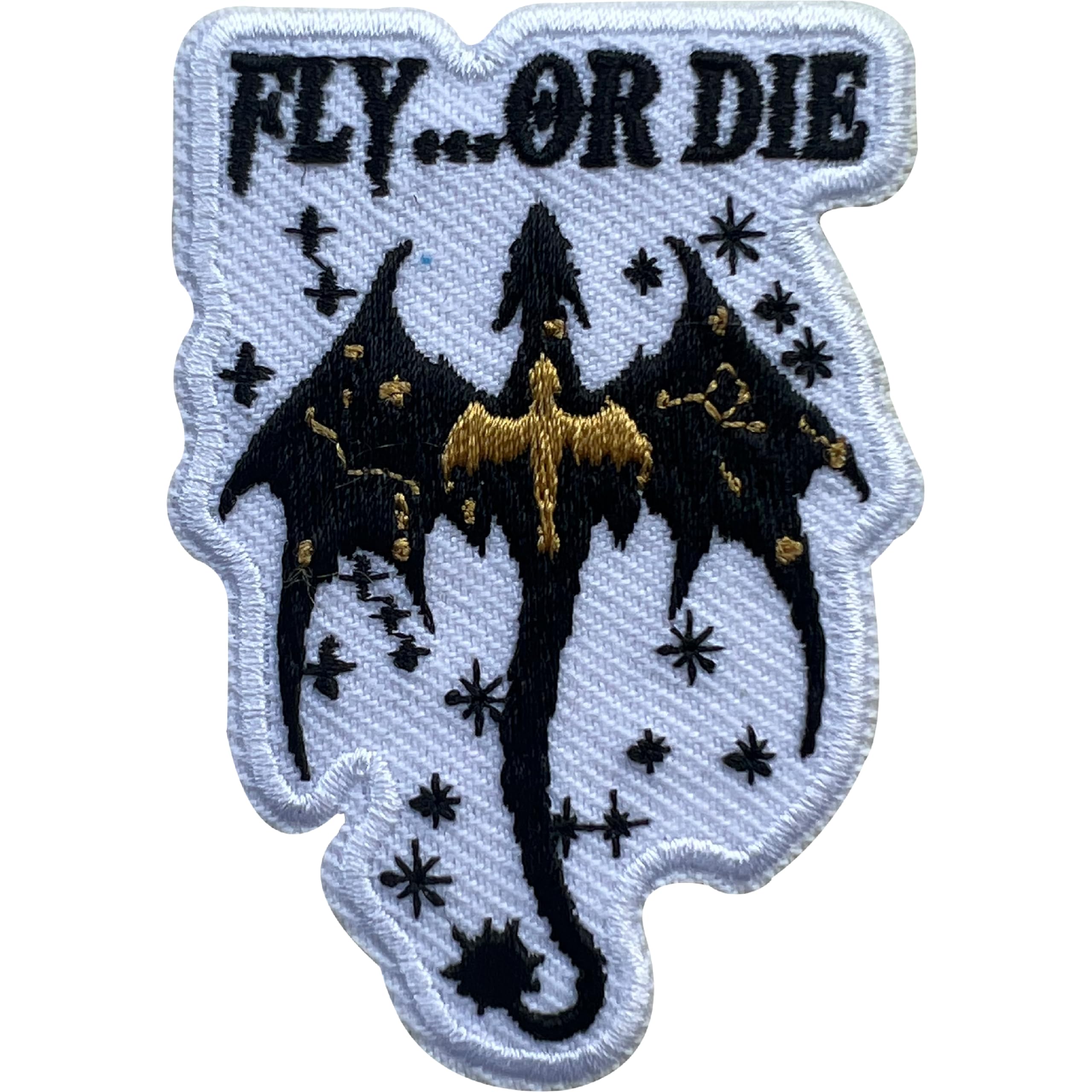 Fly Or Die Dragon Patch, Size 3" Sew On Patches, Magic Dragon Embroidery Fabric Patches for Clothes Jeans Backpacks Hats, Embroidery Iron On Patches for Clothes, Gifts for Book Lovers