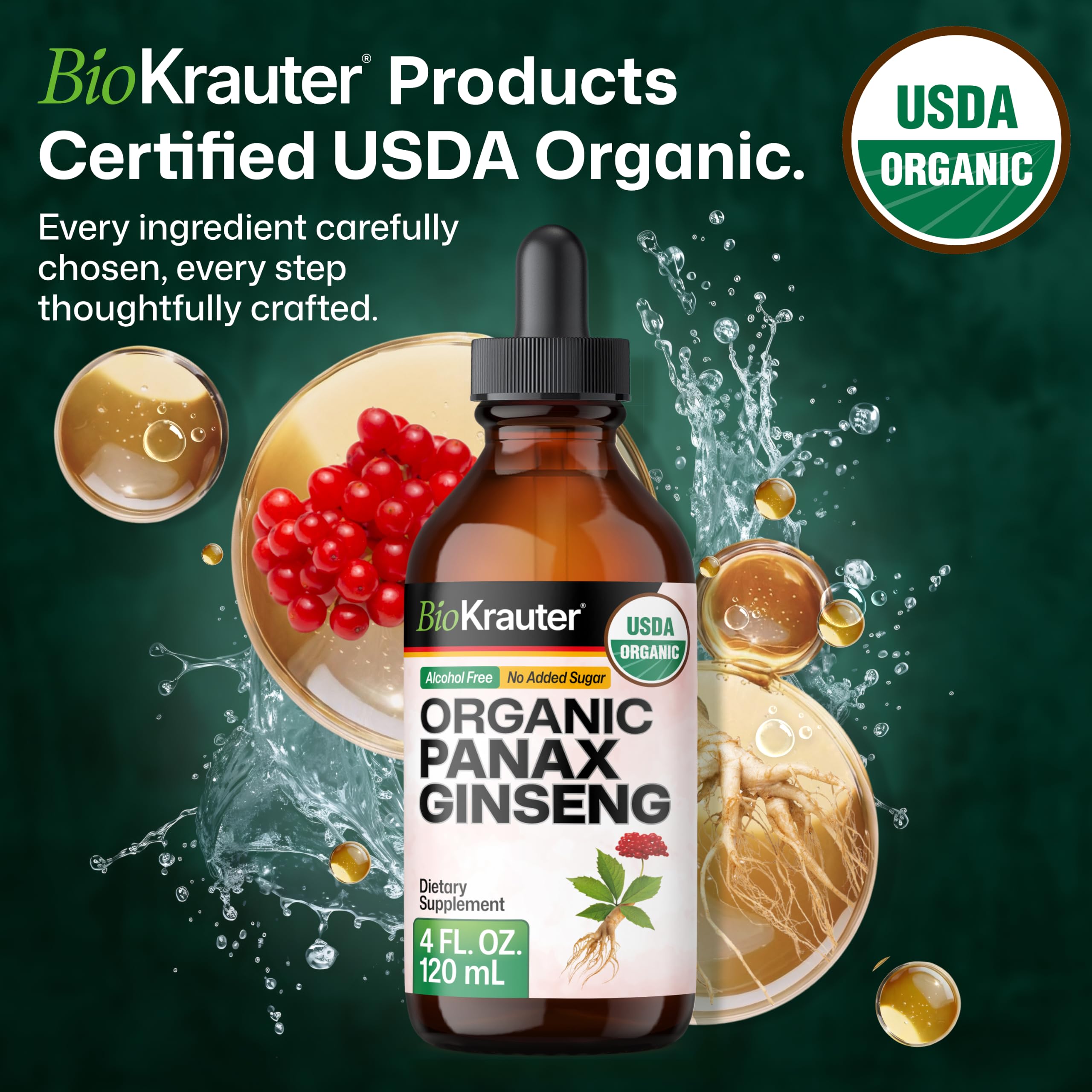USDA Organic Panax Ginseng for Immune Support, Focus & Clarity - 4 Fl.Oz — Amazon image 3