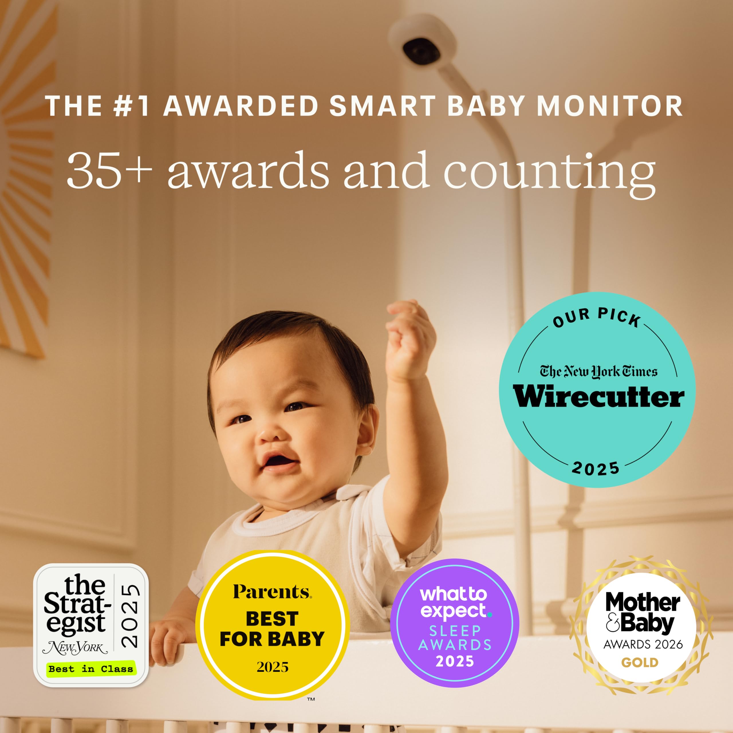 Nanit Pro Babyphone mit Kamera, Flex-Ständer & Atemband - Baby Kamera mit 1080p Video & Audio, Bewegungs-Alarm, WLAN, iOS/Android - Weiß