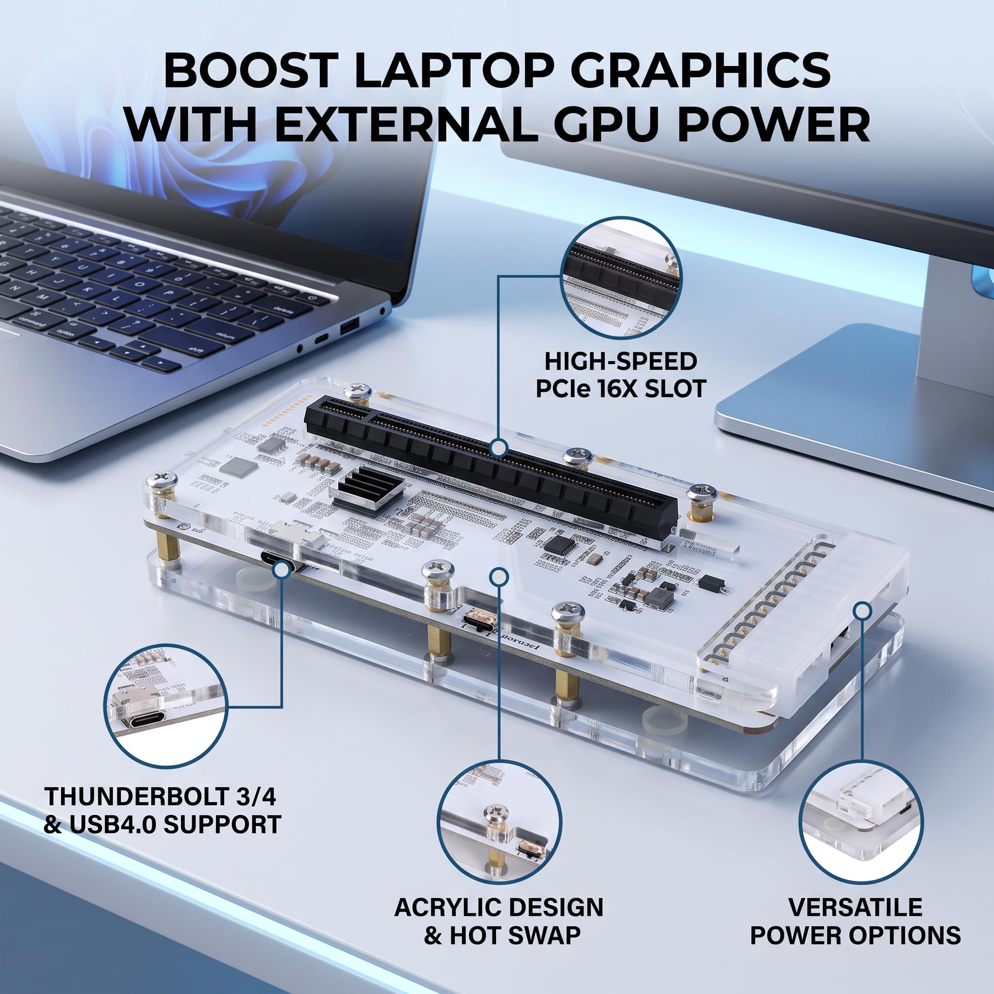 Garsent Station d'accueil GPU Externe PCIe 16x, Boîtier D'extension avec