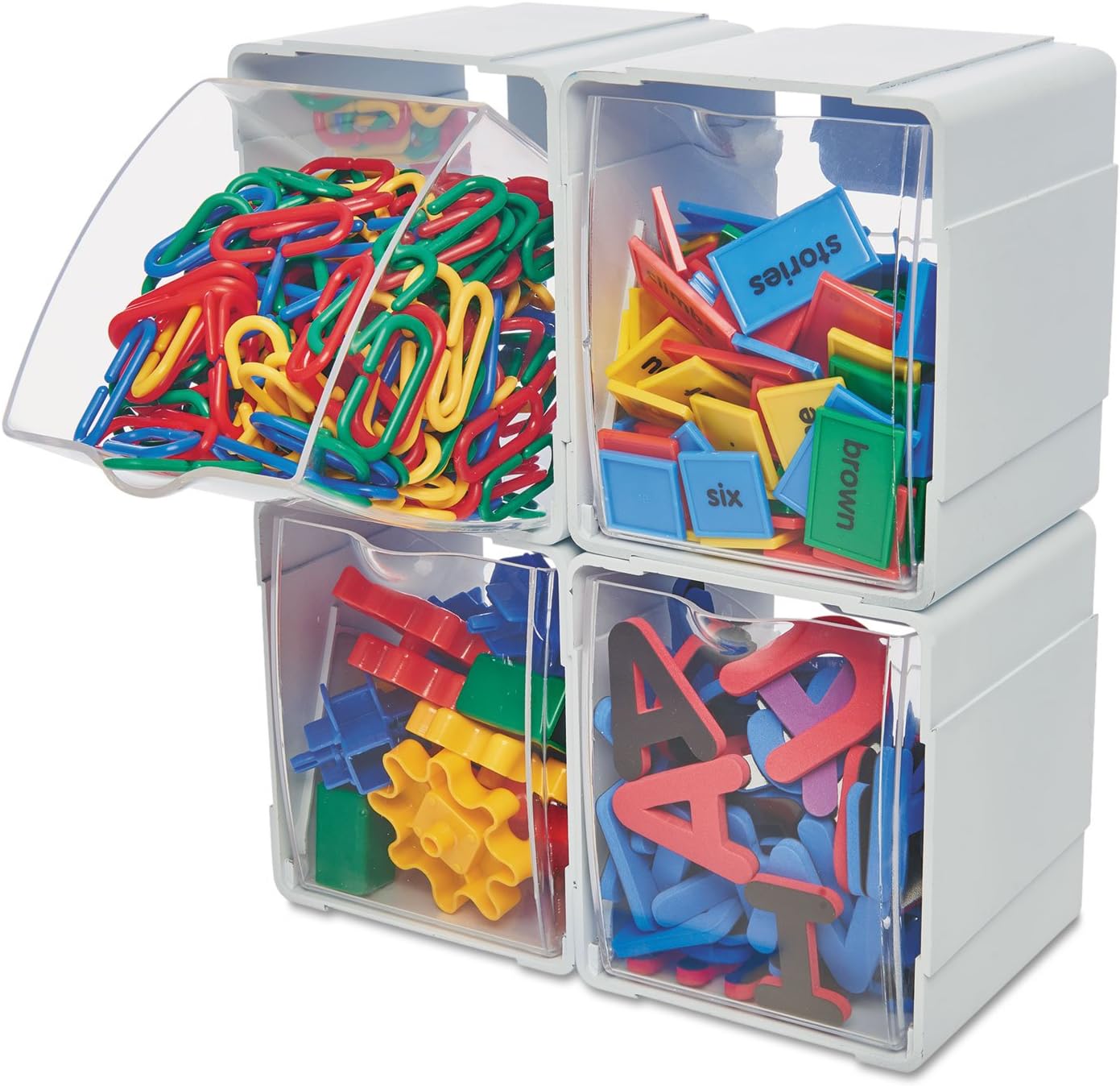 Deflecto Tilt Bins, 5.2" x 5.54" x 4.65", White, 4-Pieces (421103)