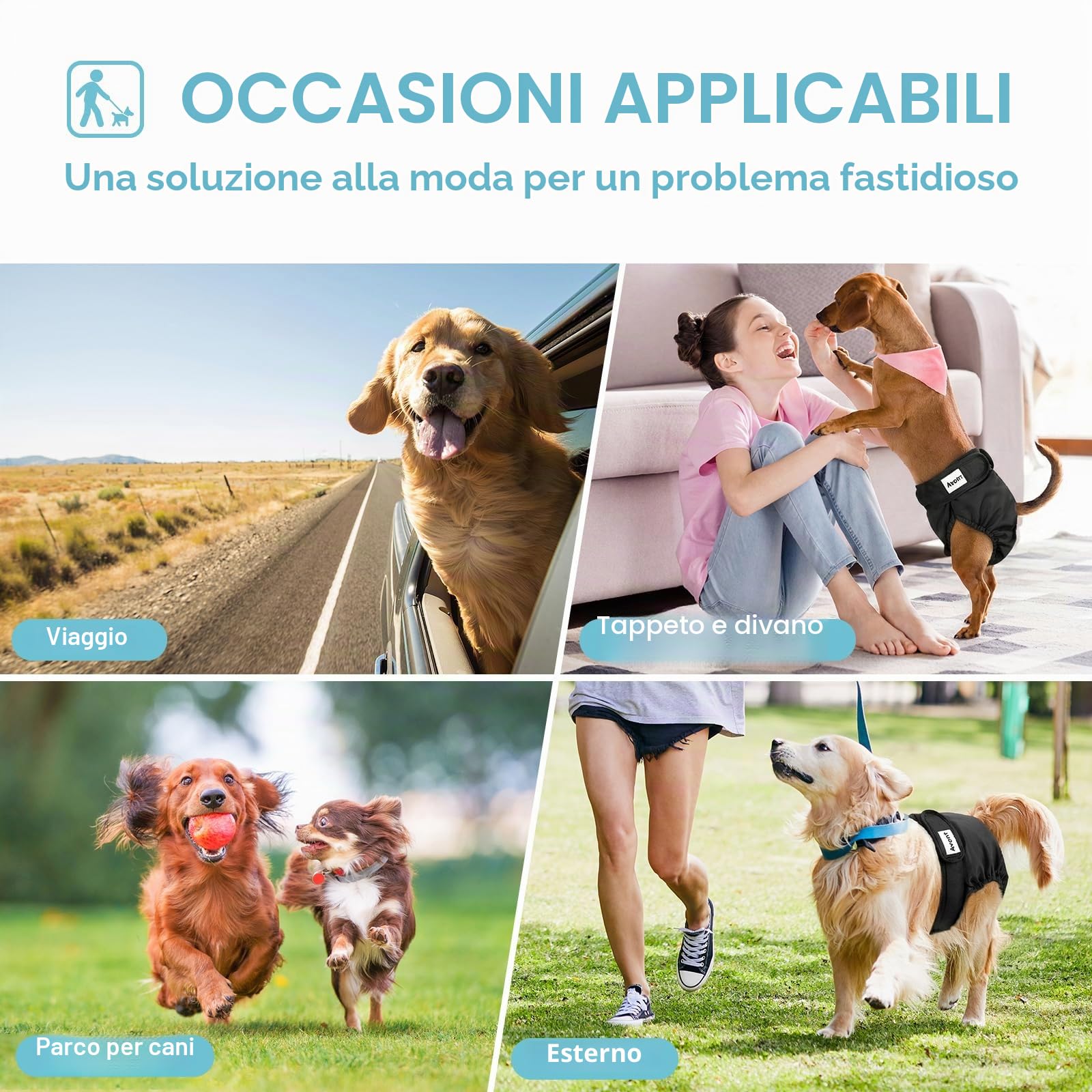 Avont Pannolini Cane Lavabili[3 Pezzi], Mutandina per Cane Femmina Altamente Assorbenti, Impermeabile e Riutilizzabili, Lavabili in Lavatrice -Nero
