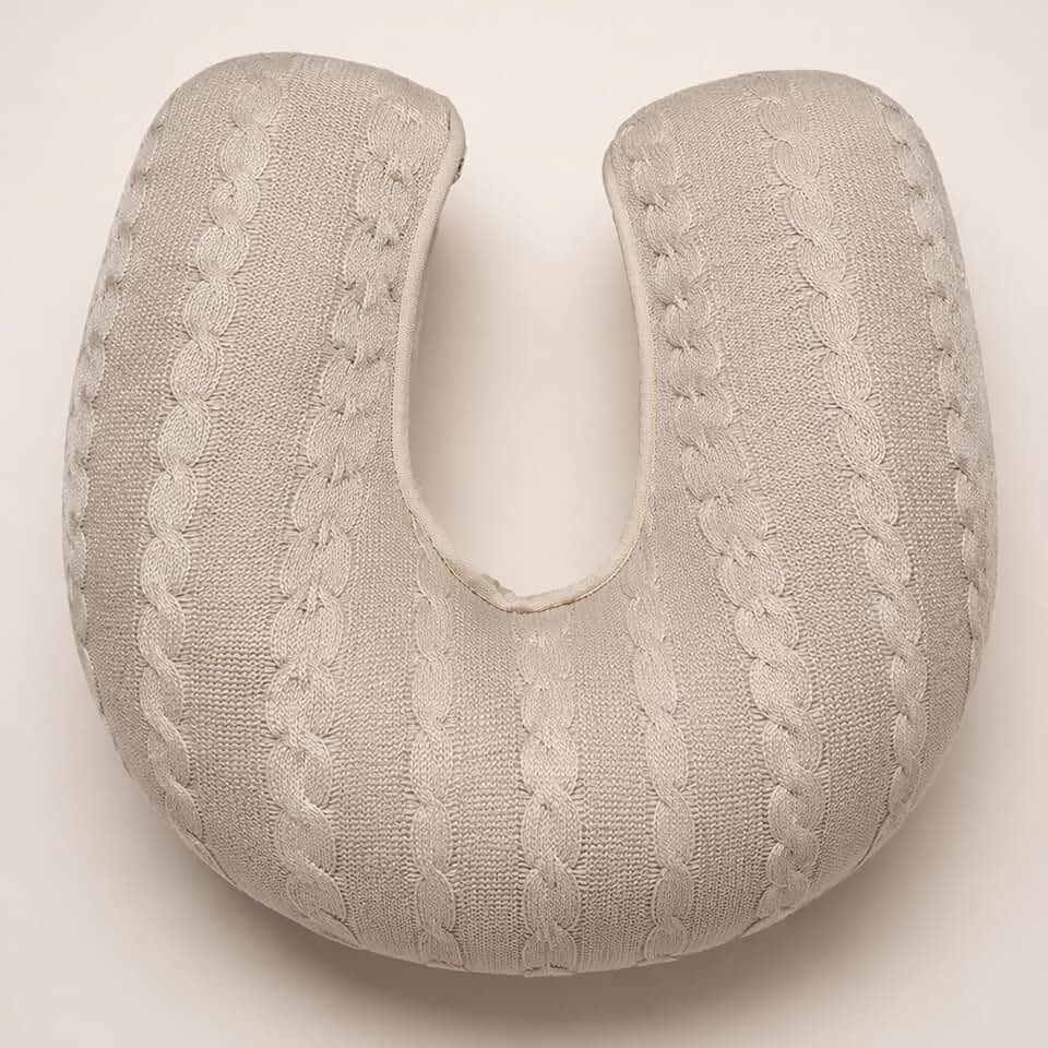 Almofada Para Amamentação Em Tricot Macia Confortável Apoio Ergonômico Para Amamentar Bebê (Areia)
